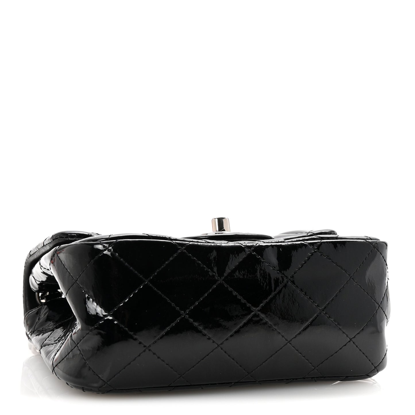 Patent Calfskin Quilted Mini Square Flap Black