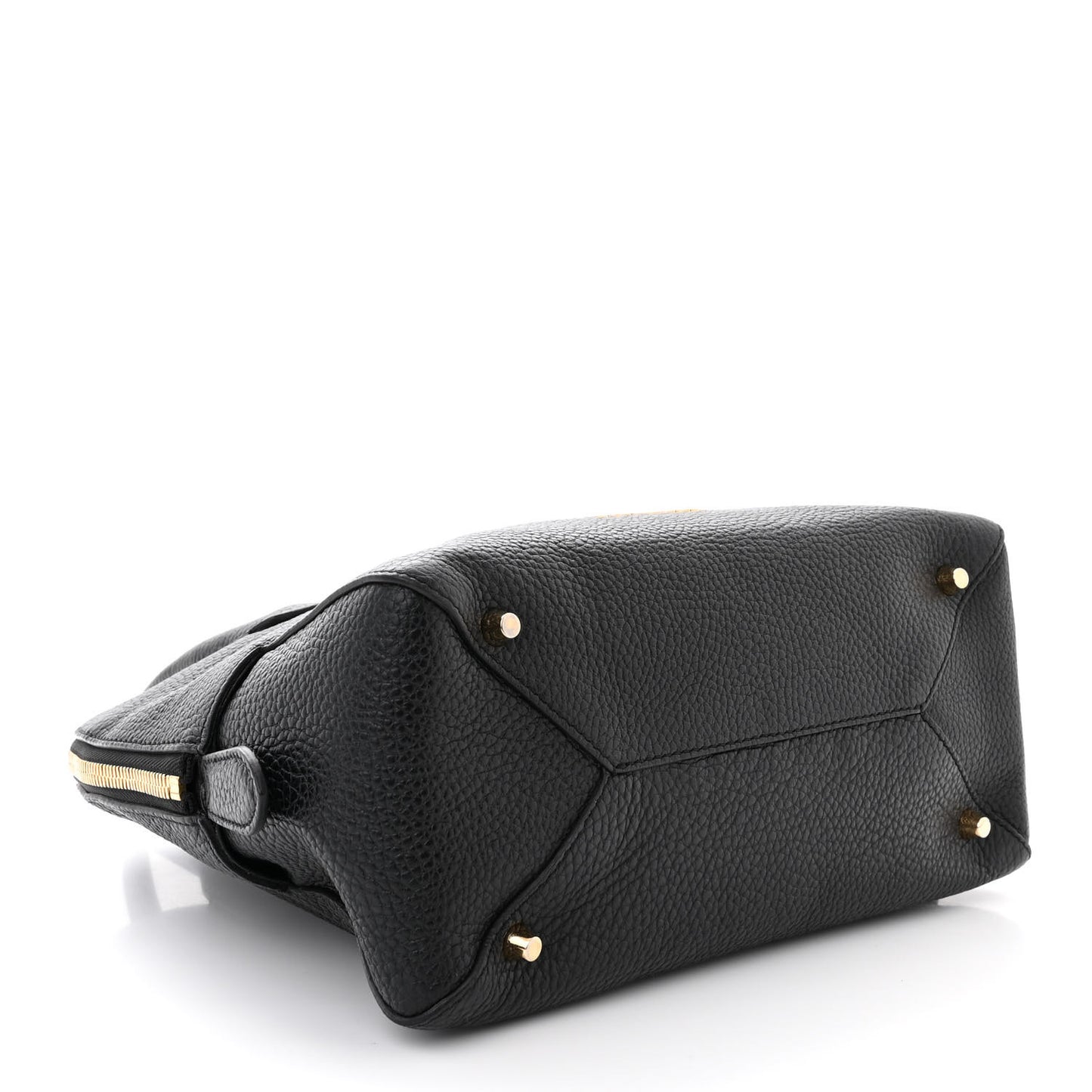 London Grainy Calfskin Small Greenwood Bowling Bag Black