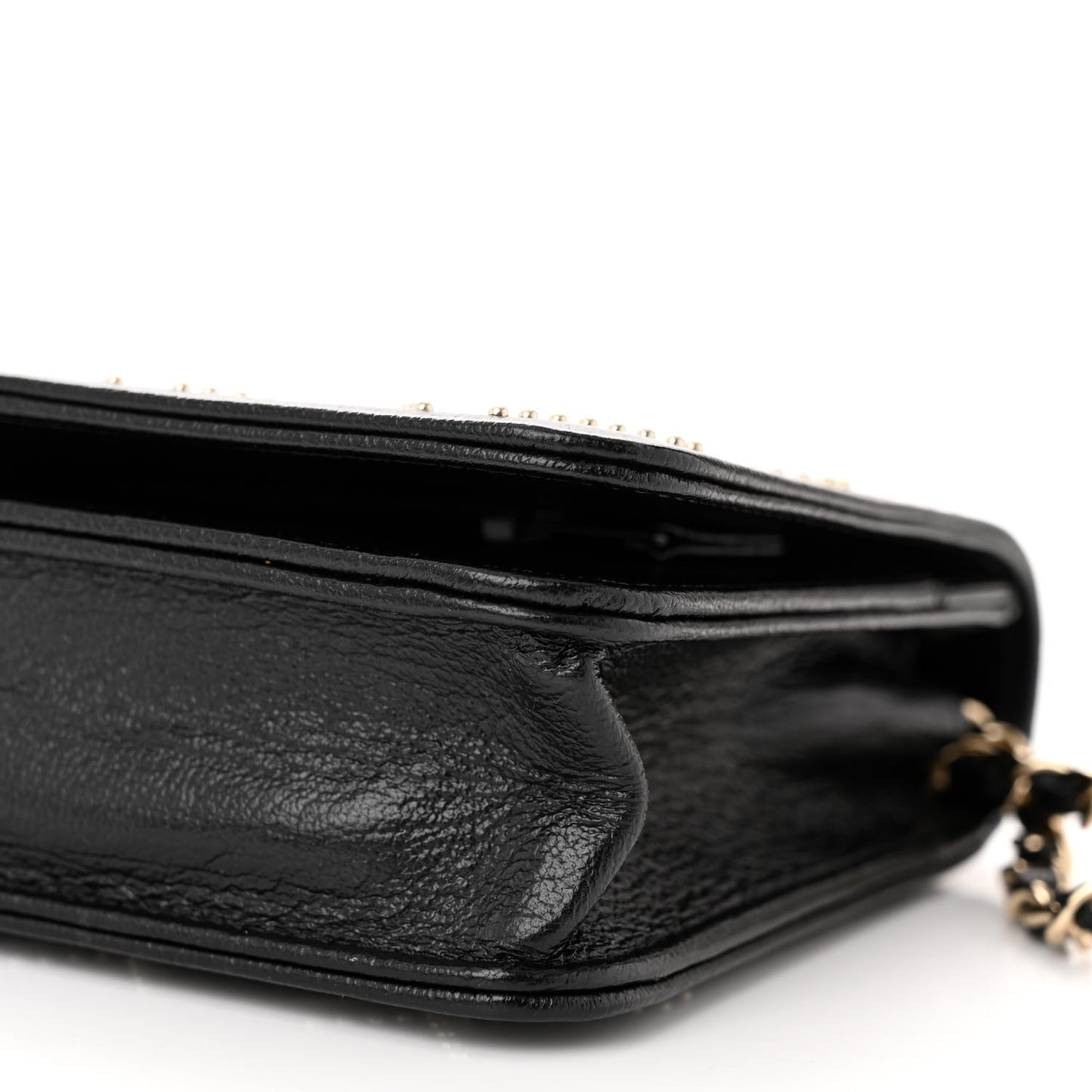 Lambskin Crystal Quilted Wallet On Chain WOC Black