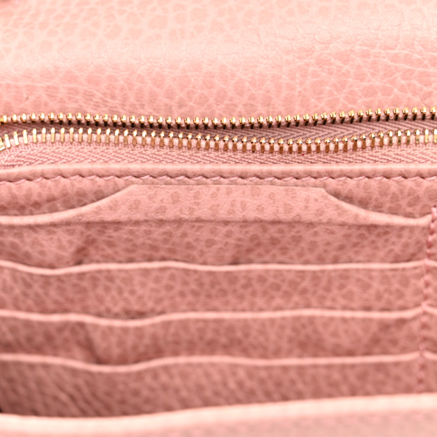 Dollar Calfskin Interlocking G Chain Wallet Soft Pink