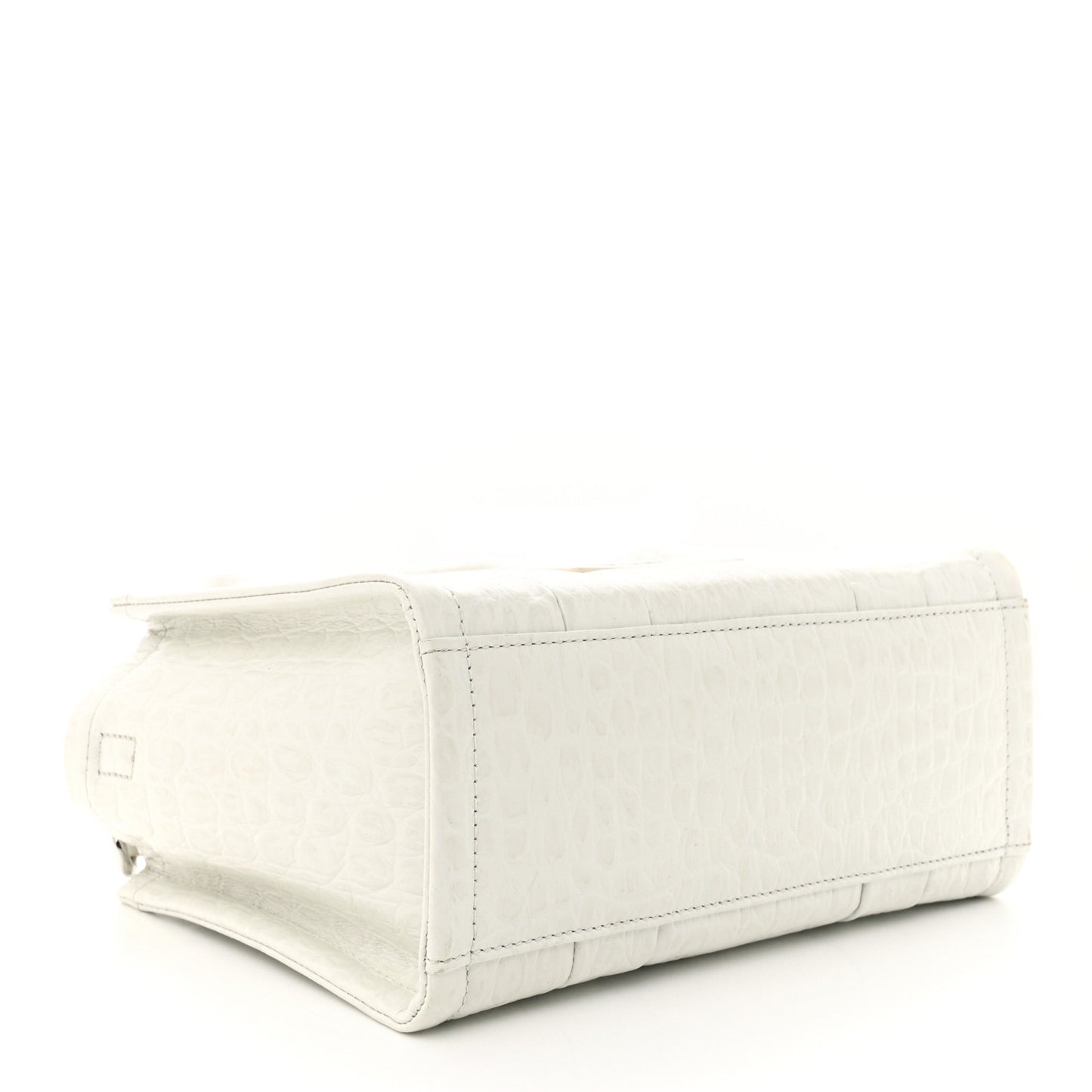 Croc Embossed Medium The Tote Bag White