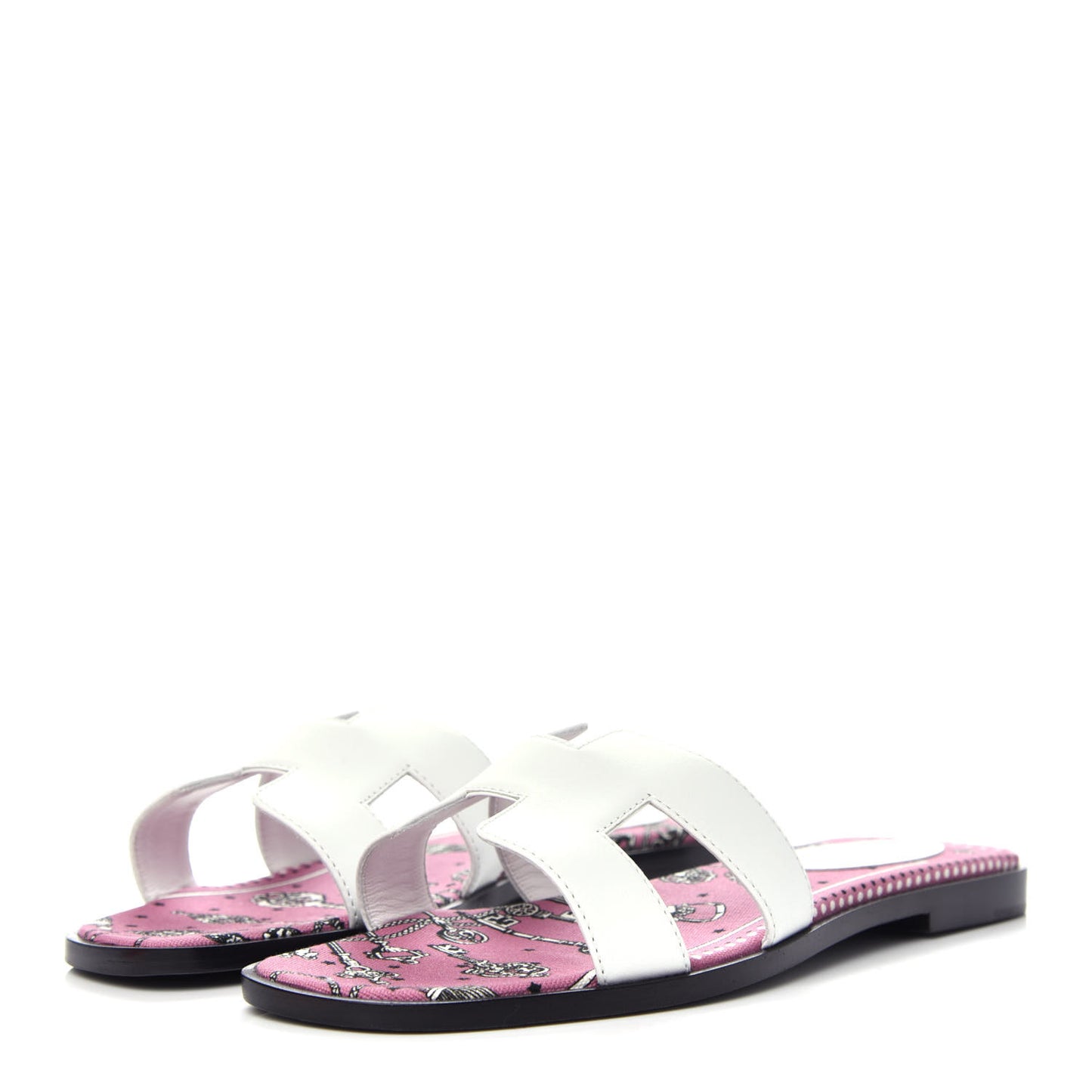 Box Calfskin Bois De Rose Oran Sandals 37.5 White