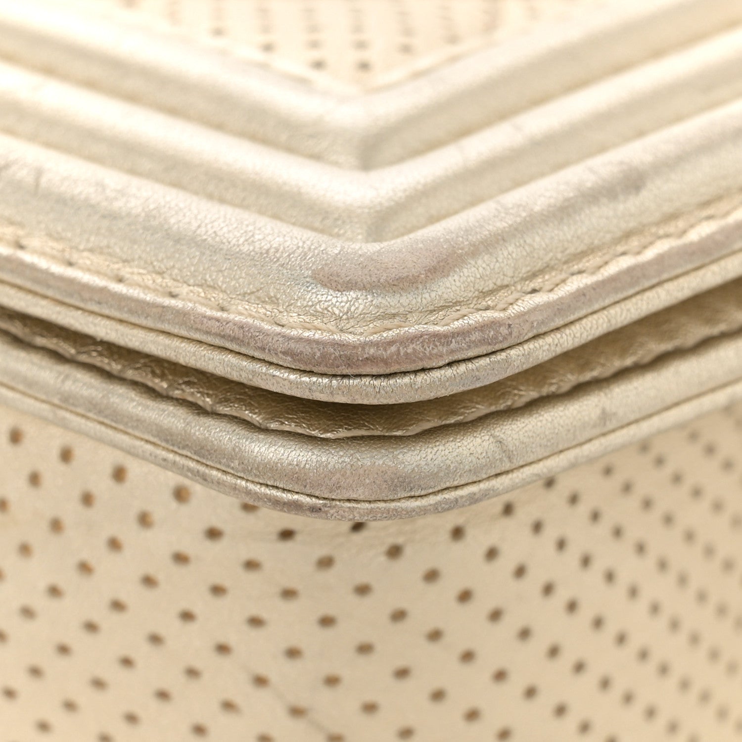 Chanel Metallic Perforated Lambskin Quilted Medium Boy Flap Gold 12 of 13