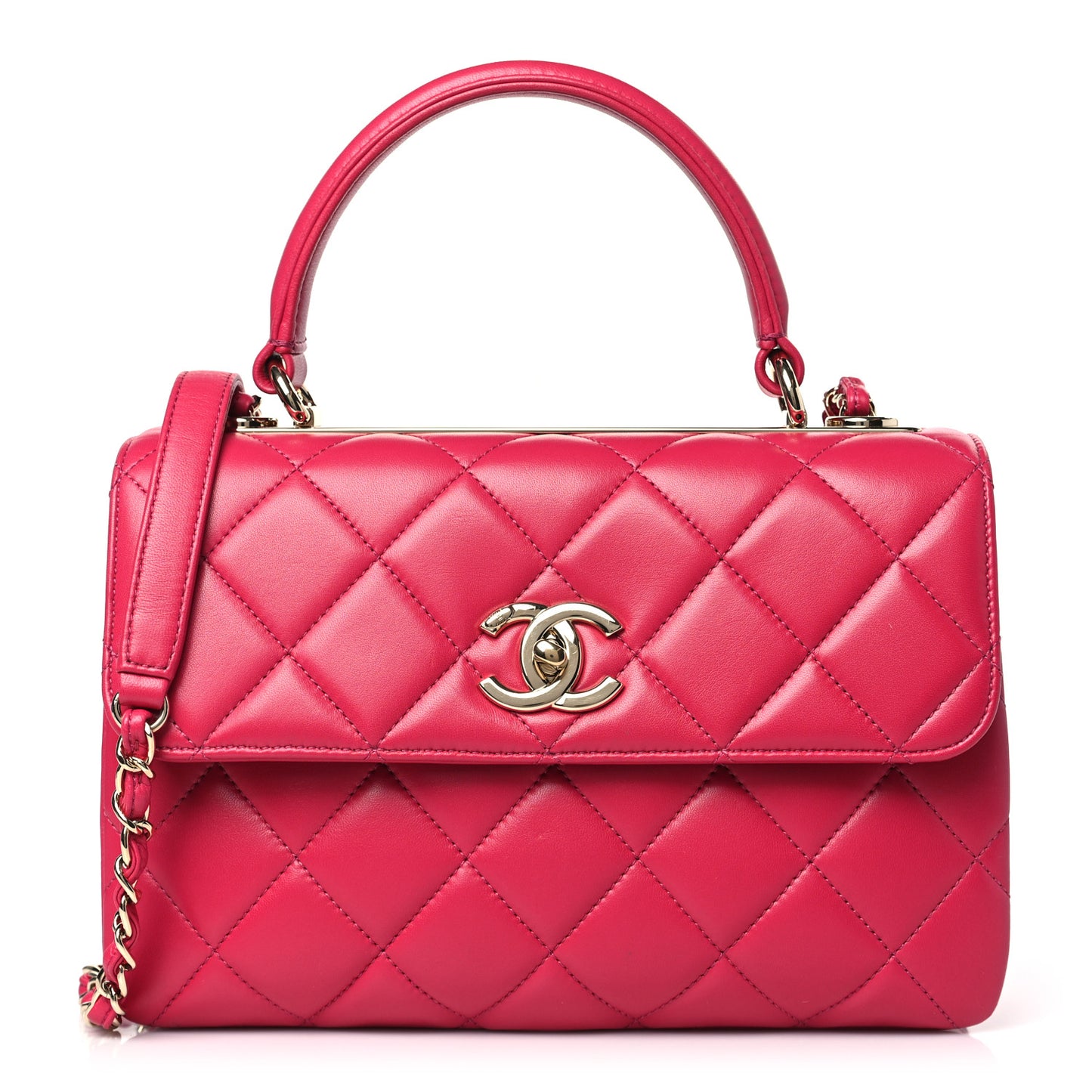 Lambskin Quilted Small Trendy CC Flap Dual Handle Bag Pink