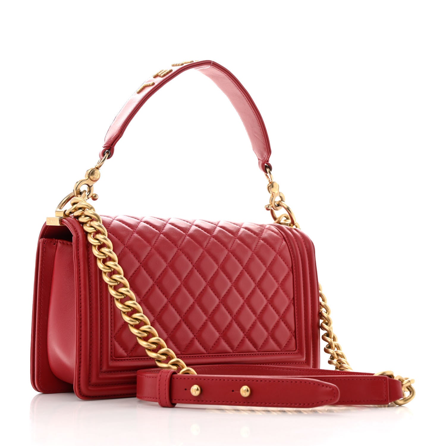 Chanel Calfskin Medium Boy Logo Top Handle Flap Red 3 of 15