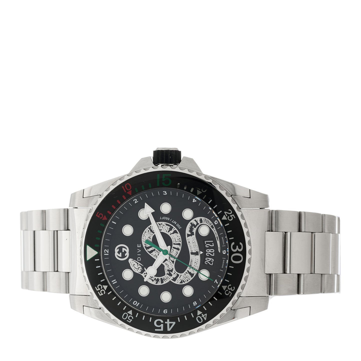 Stainless Steel 45mm Dive Snake Quartz Watch Black