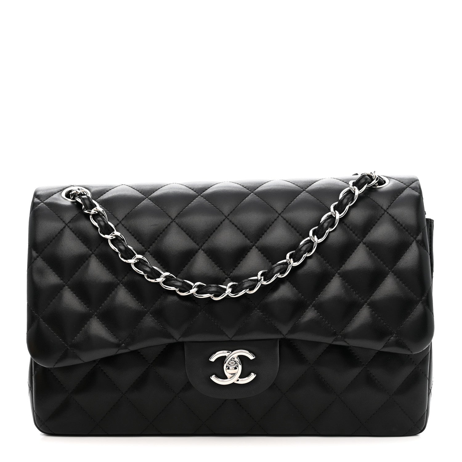 Chanel Lambskin Quilted Jumbo Double Flap Black 1844410 – FASHIONPHILE