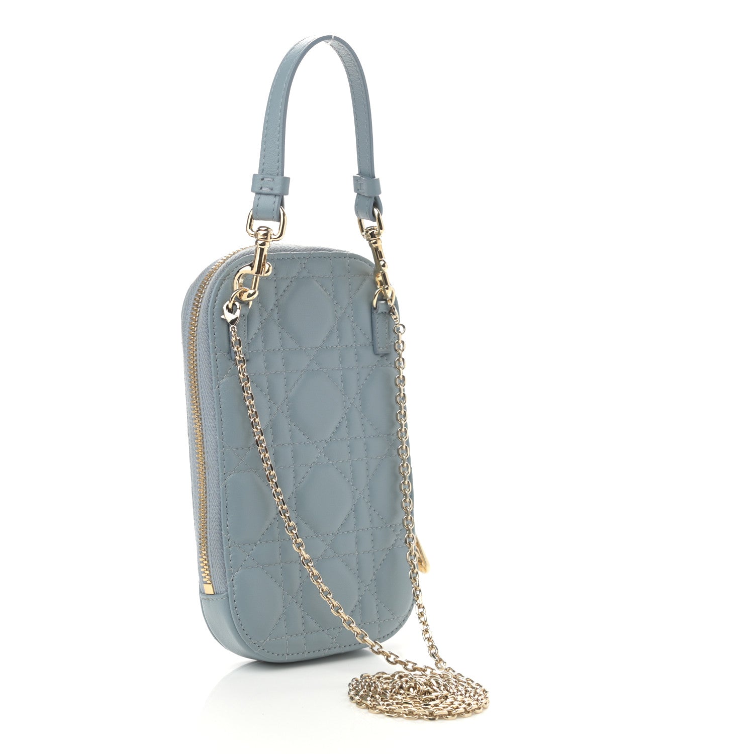 Christian Dior Lambskin Cannage Lady Dior Phone Holder Cloud Blue 3 of 8