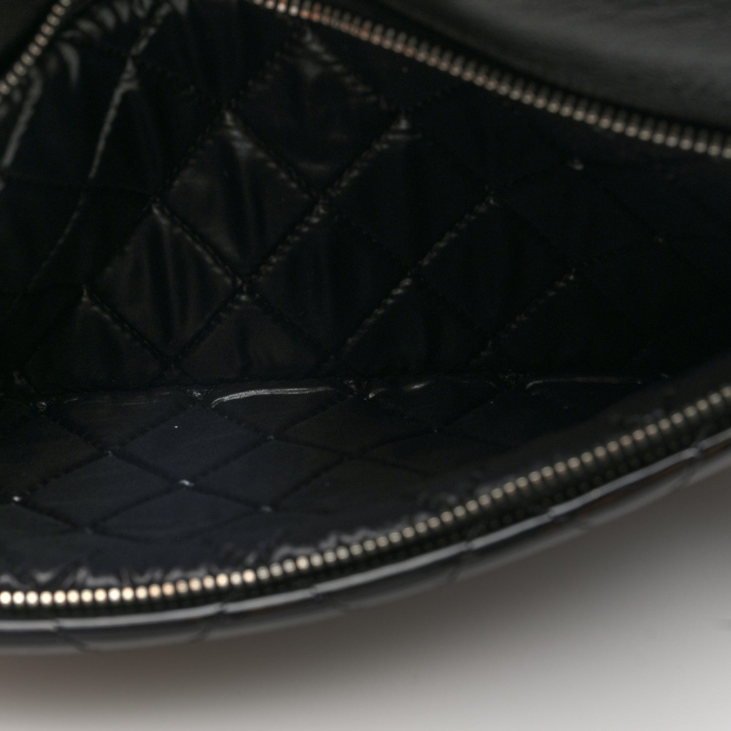 Patent Calfskin Quilted Beauty CC Clutch Black