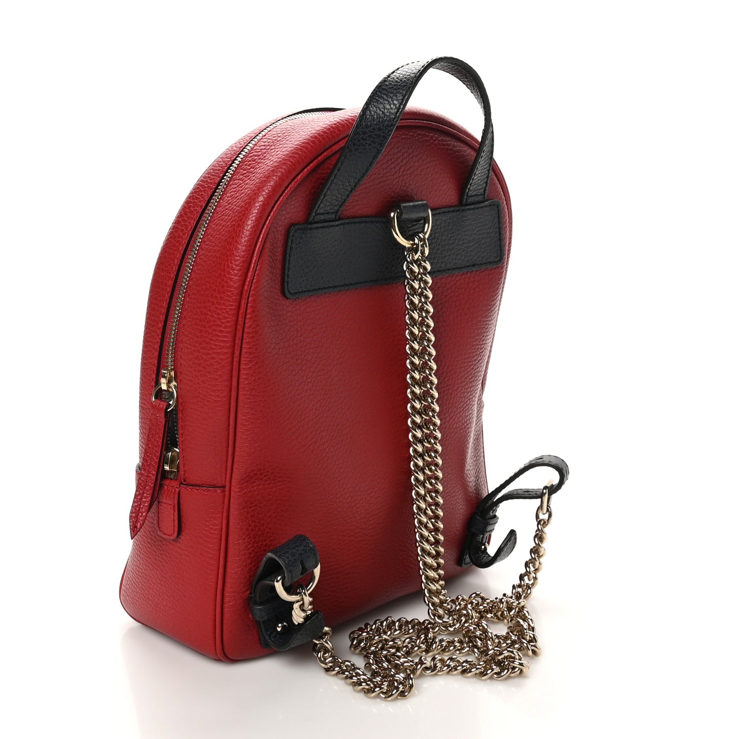 Pebbled Calfskin Bi-Color Soho Chain Backpack Red Navy