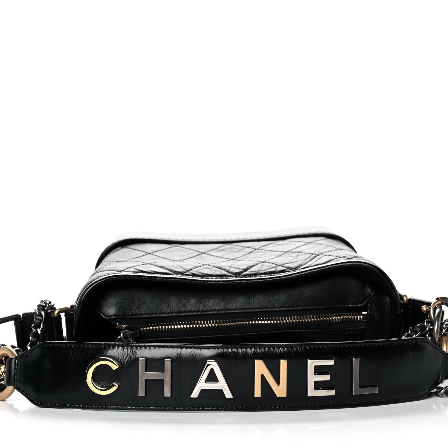 Chanel Aged Calfskin Quilted Small Gabrielle Logo Hobo Black 9 of 12