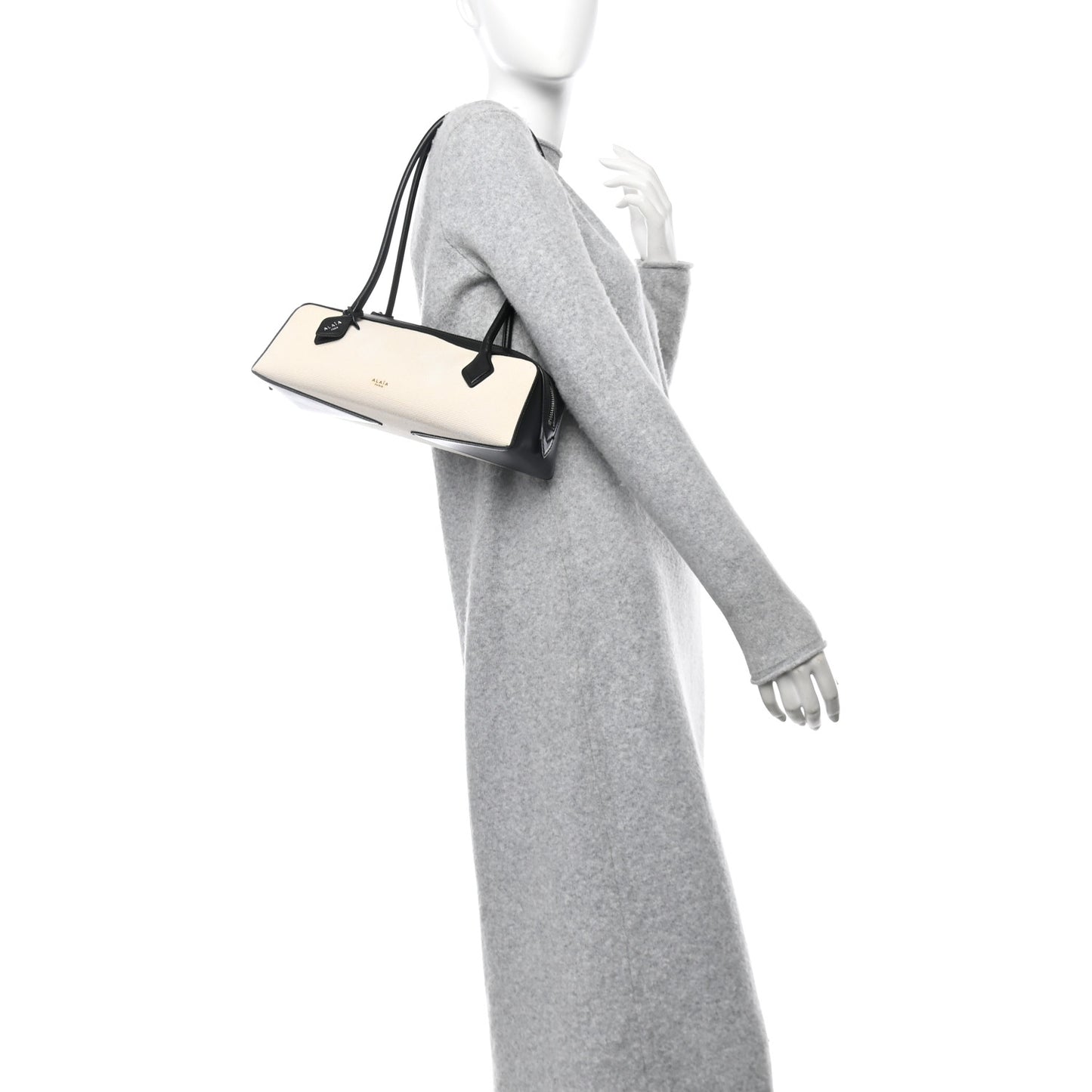 Canvas Calfskin Medium Le Teckel Bag Ecru