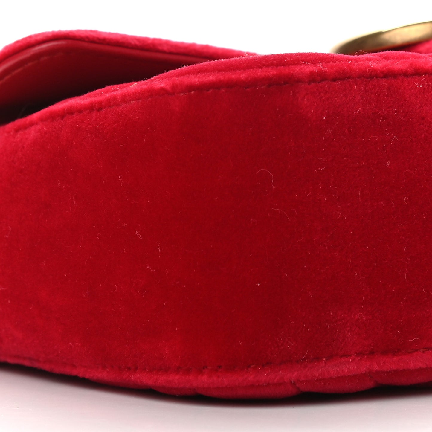 Velvet Matelasse Mini GG Marmont Shoulder Bag Hibiscus Red