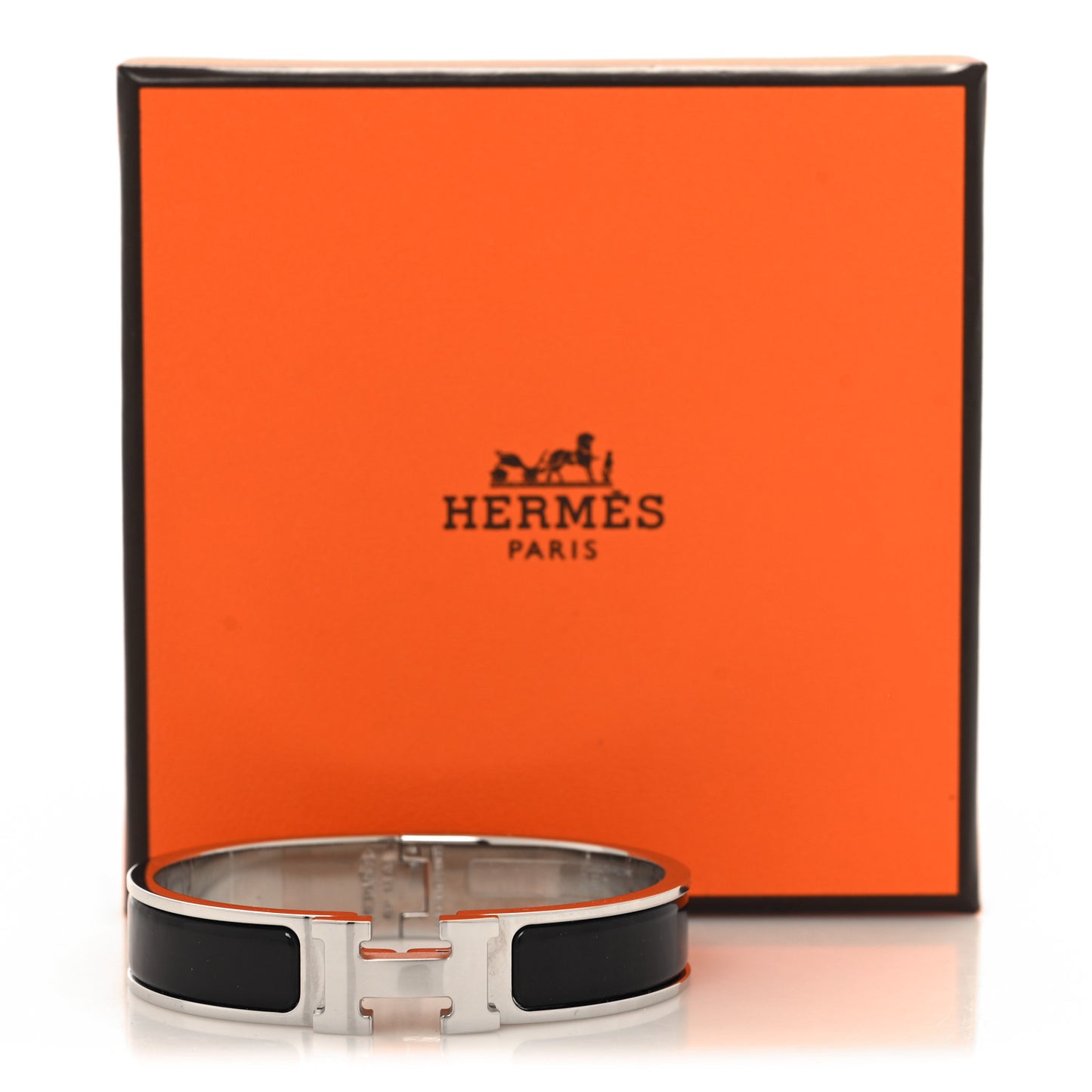 Enamel Narrow Clic Clac H Bracelet PM Black