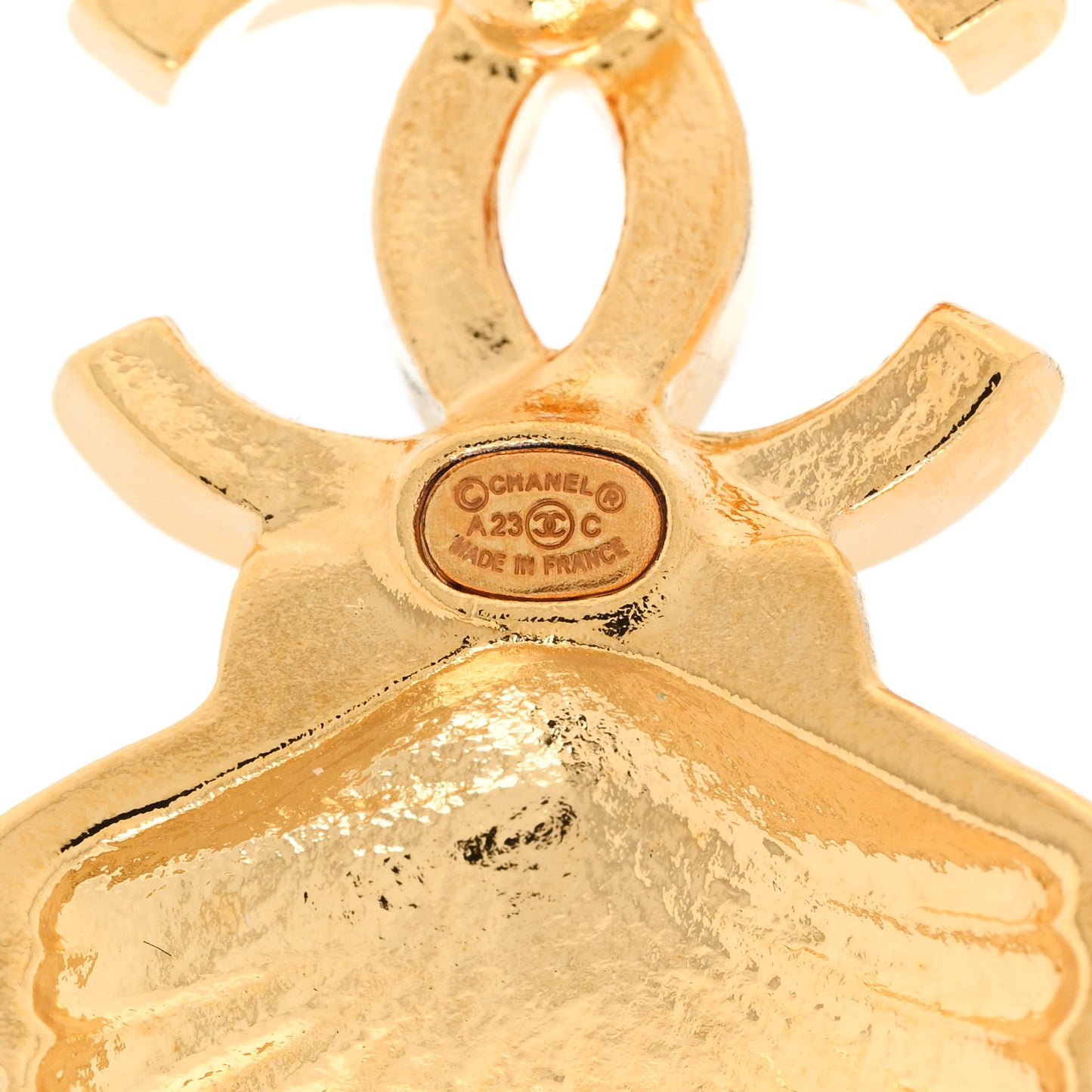 Crystal CC Shell Earrings Gold Pink