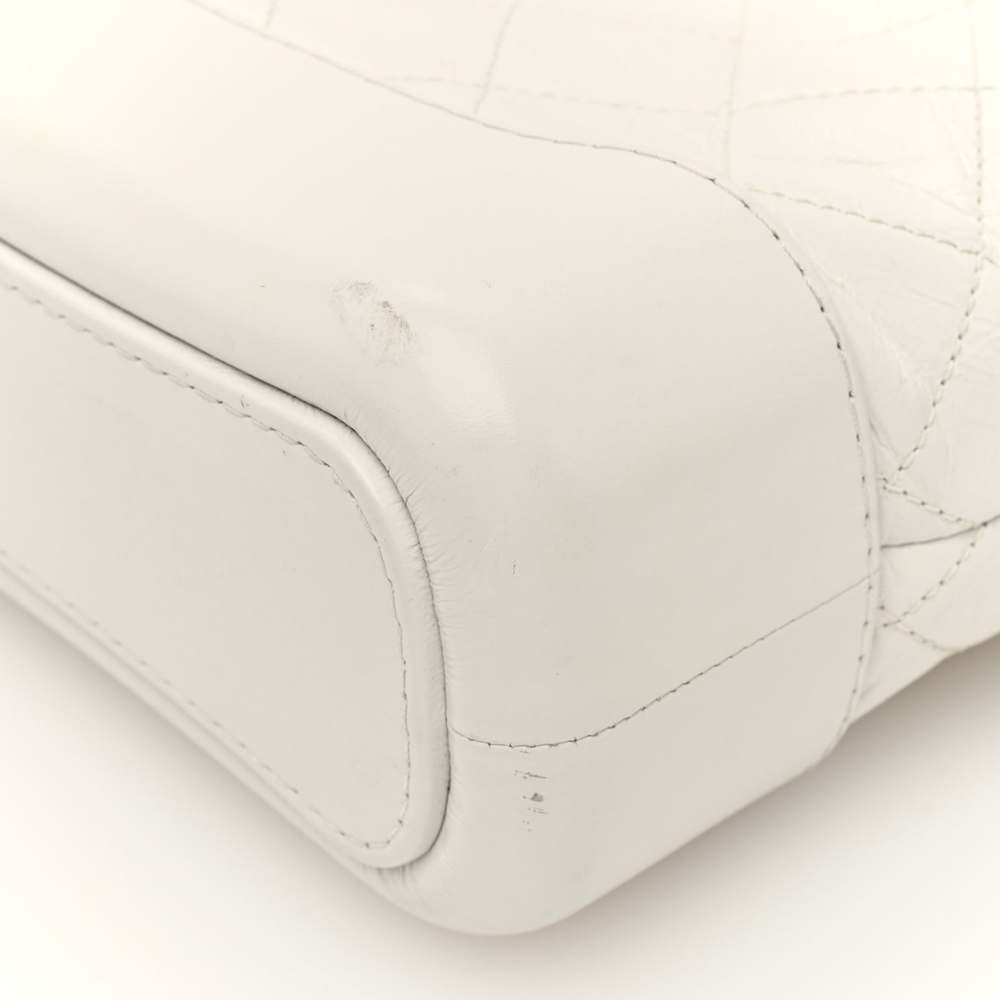 Aged Calfskin Quilted Small Gabrielle Hobo White