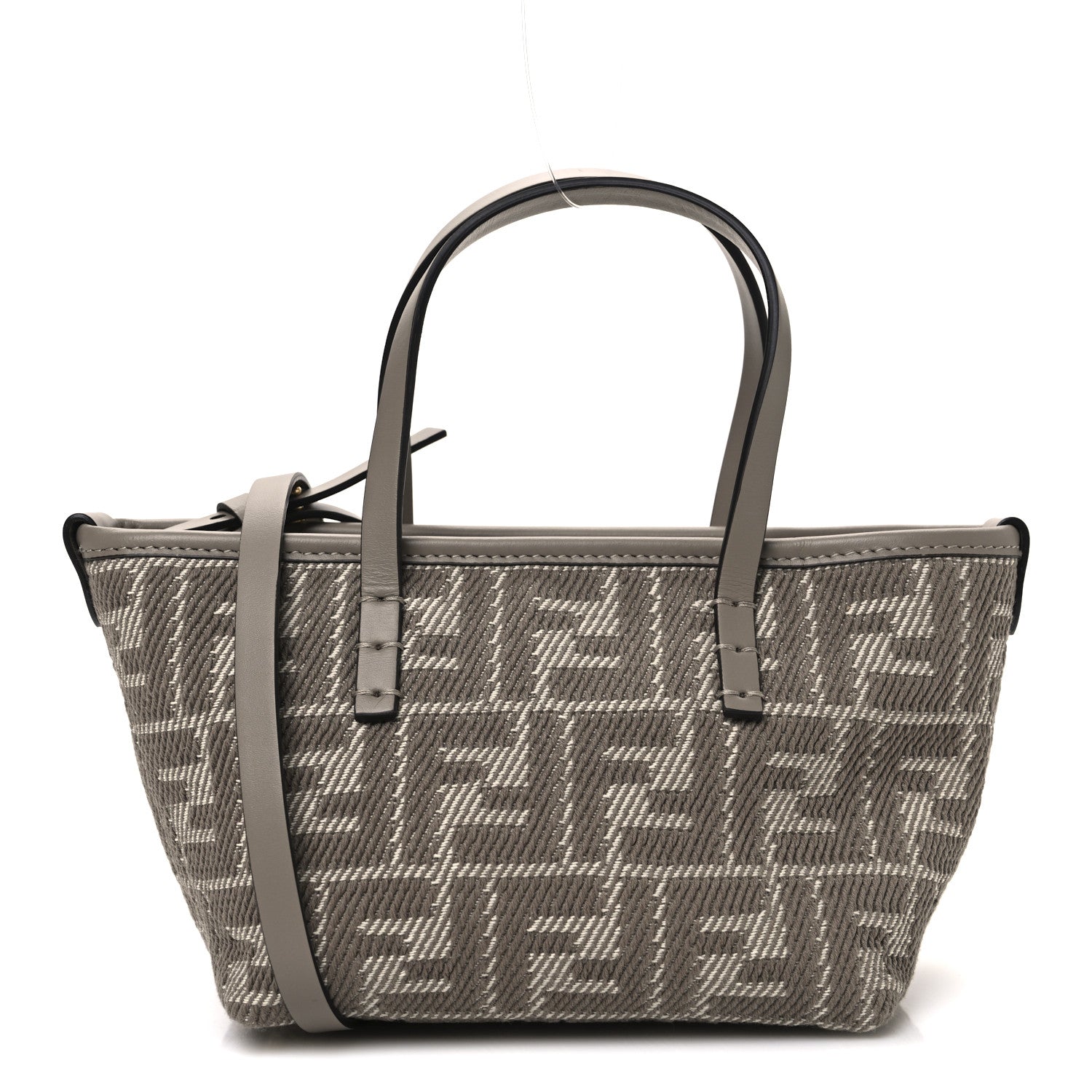Fendi Denim Jacquard FF Effect Vitello Grace Mini Roll Tote Dove