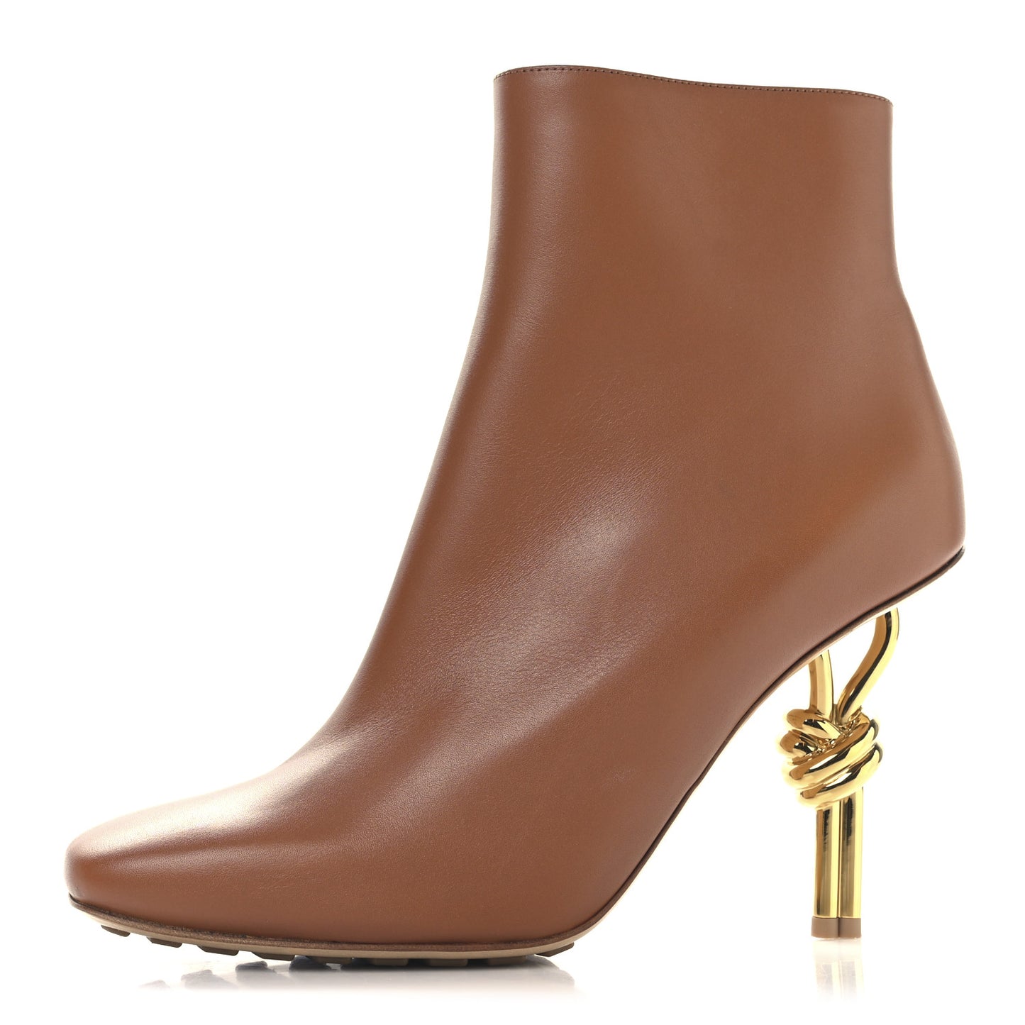 Calfskin Knot Ankle Boots 40 Wood