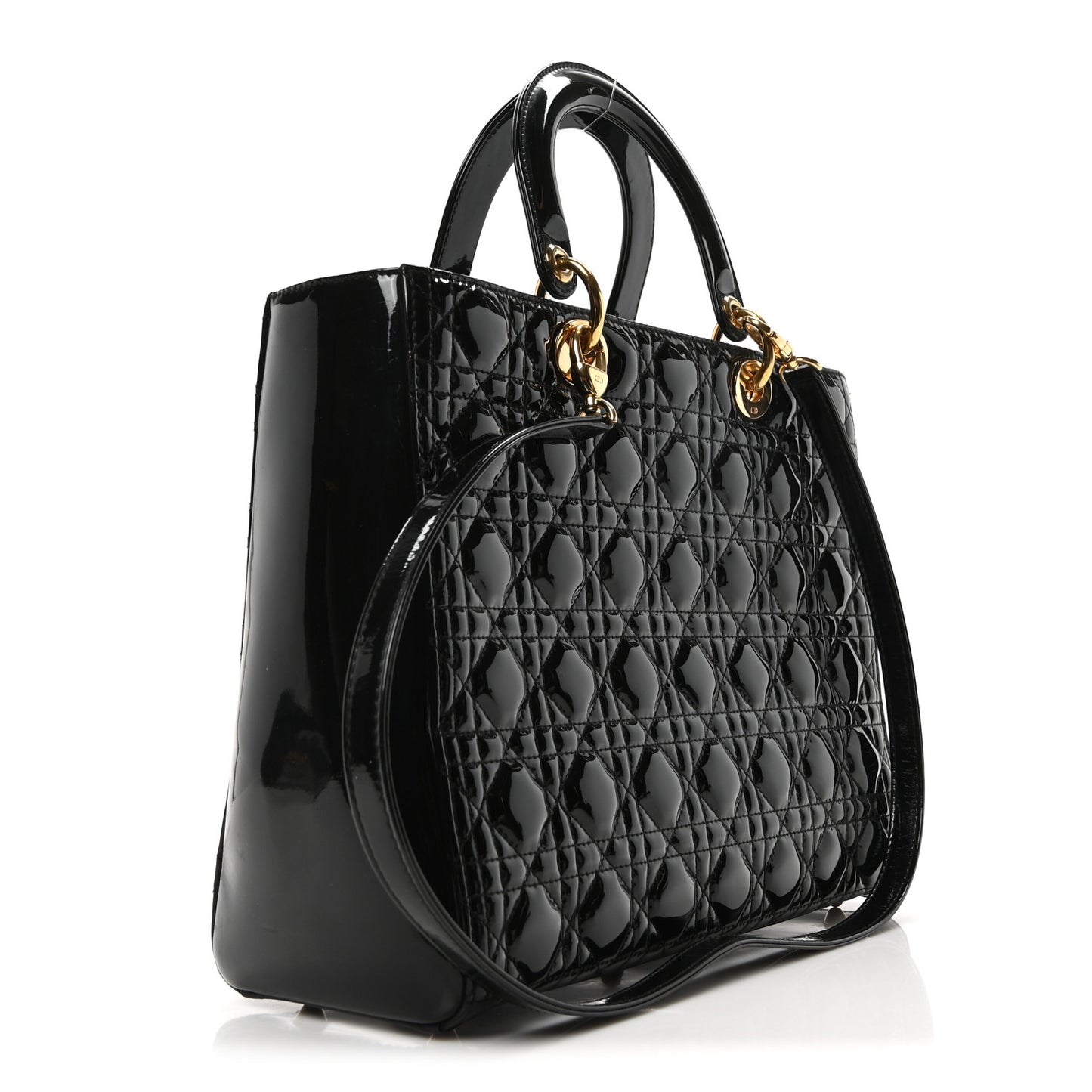 Patent Cannage Large Lady Dior Black