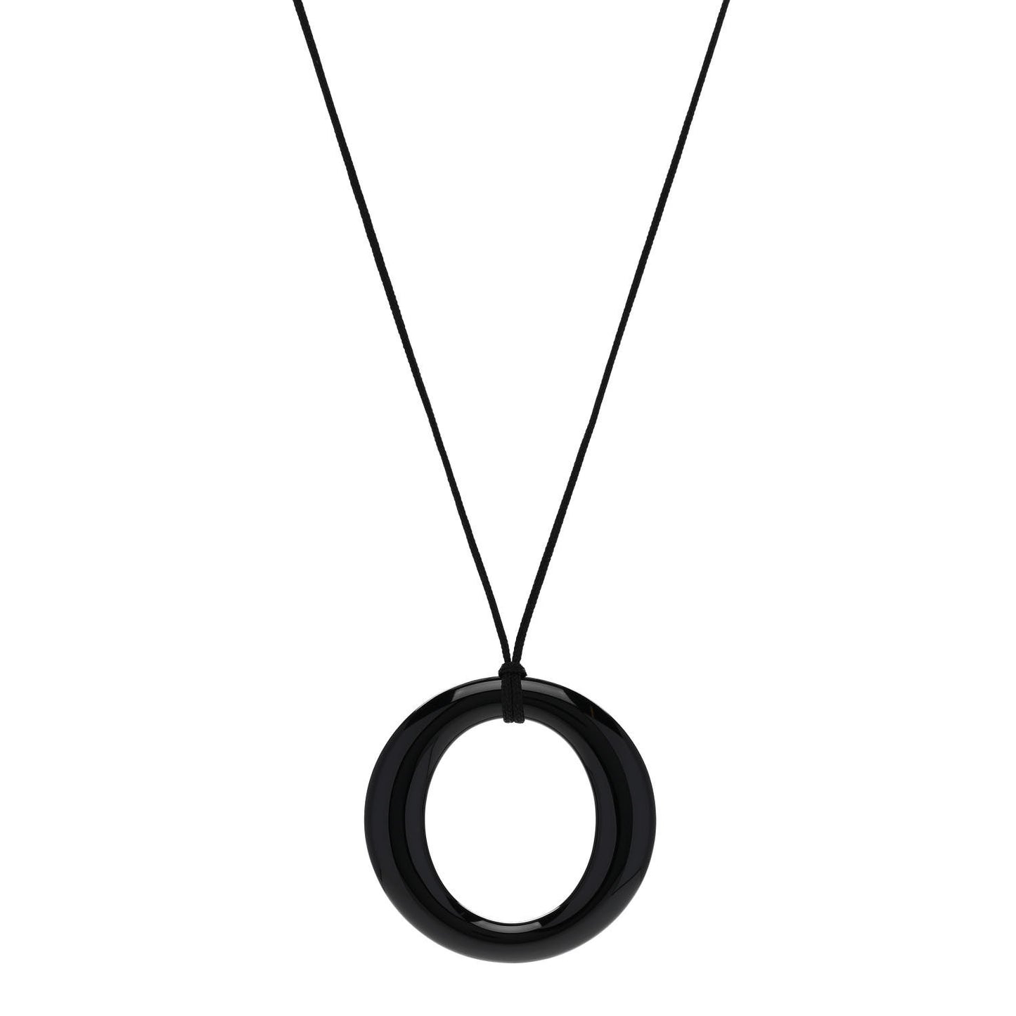Lacquer Hardwood Elsa Peretti Sevillana Pendant Cord Necklace Black