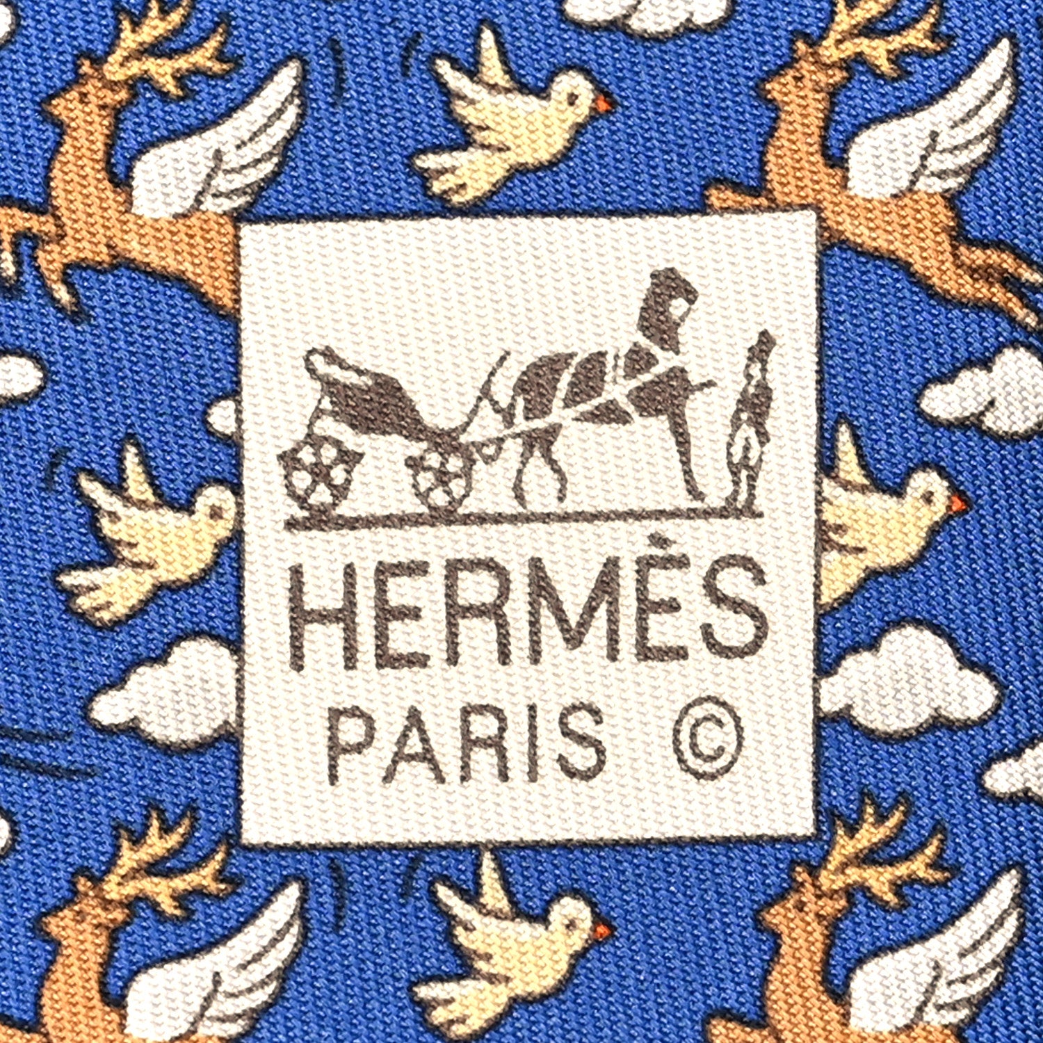 Hermes Printed Silk Mens Neck Tie Bleu 3 of 5