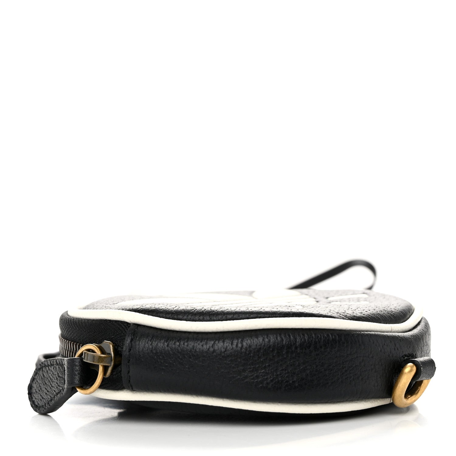 Gucci X ADIDAS Textured Dollar Calfskin Web Trefoil Mini Pouch Set Shoulder Bag Black Off White 5 of 14