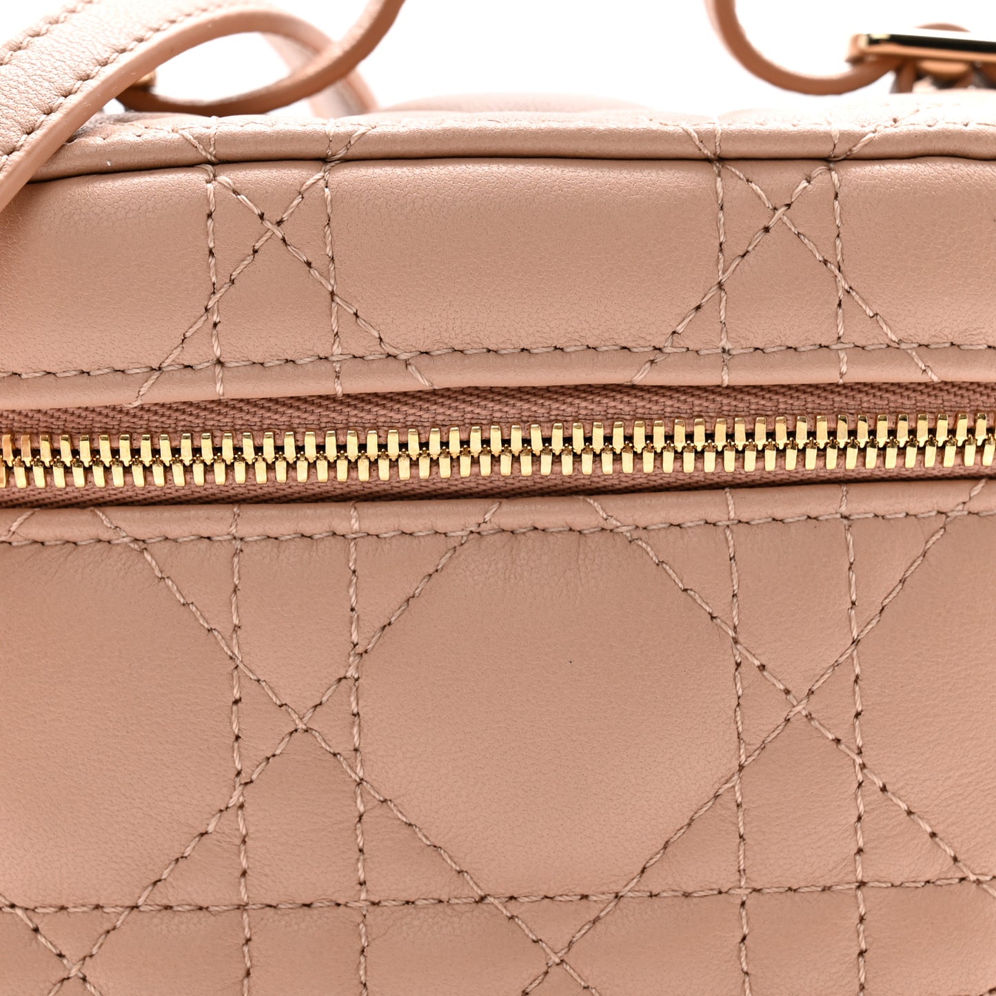 Lambskin Cannage Micro Lady Dior Vanity Case Rose Des Vents