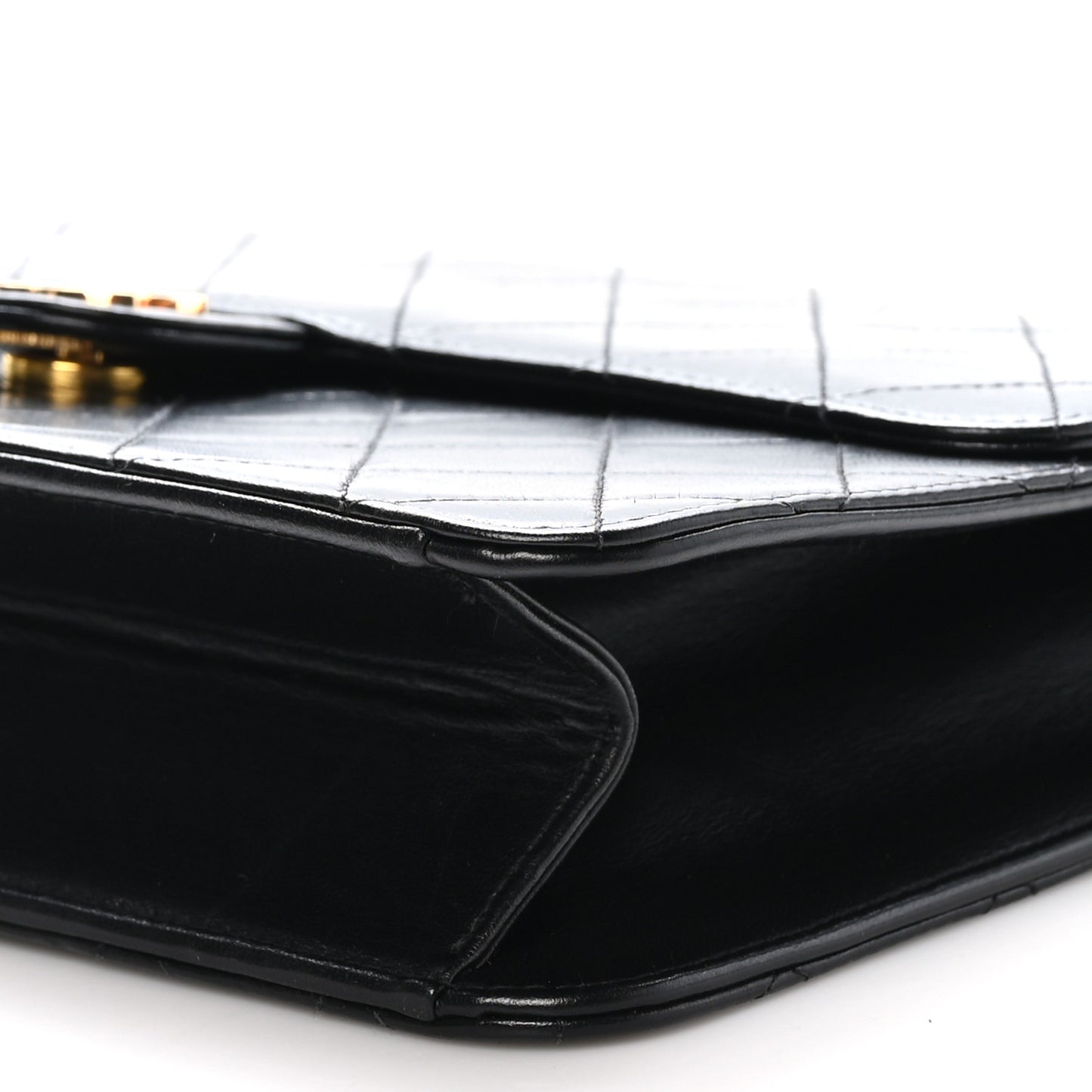 Lambskin Quilted Clutch With Chain Flap Black