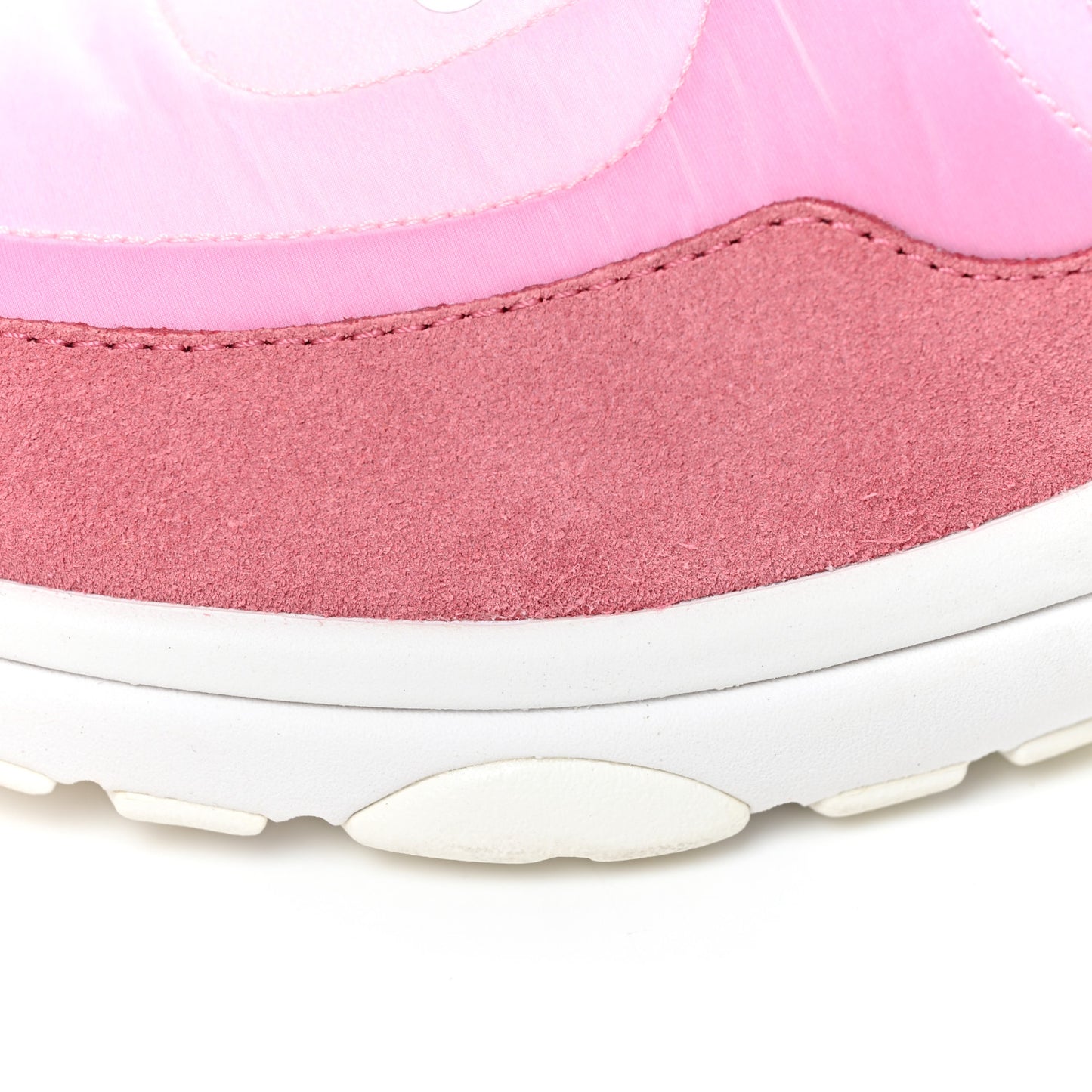 Nylon Calfskin Suede Womens CC Sneakers 38 Pink