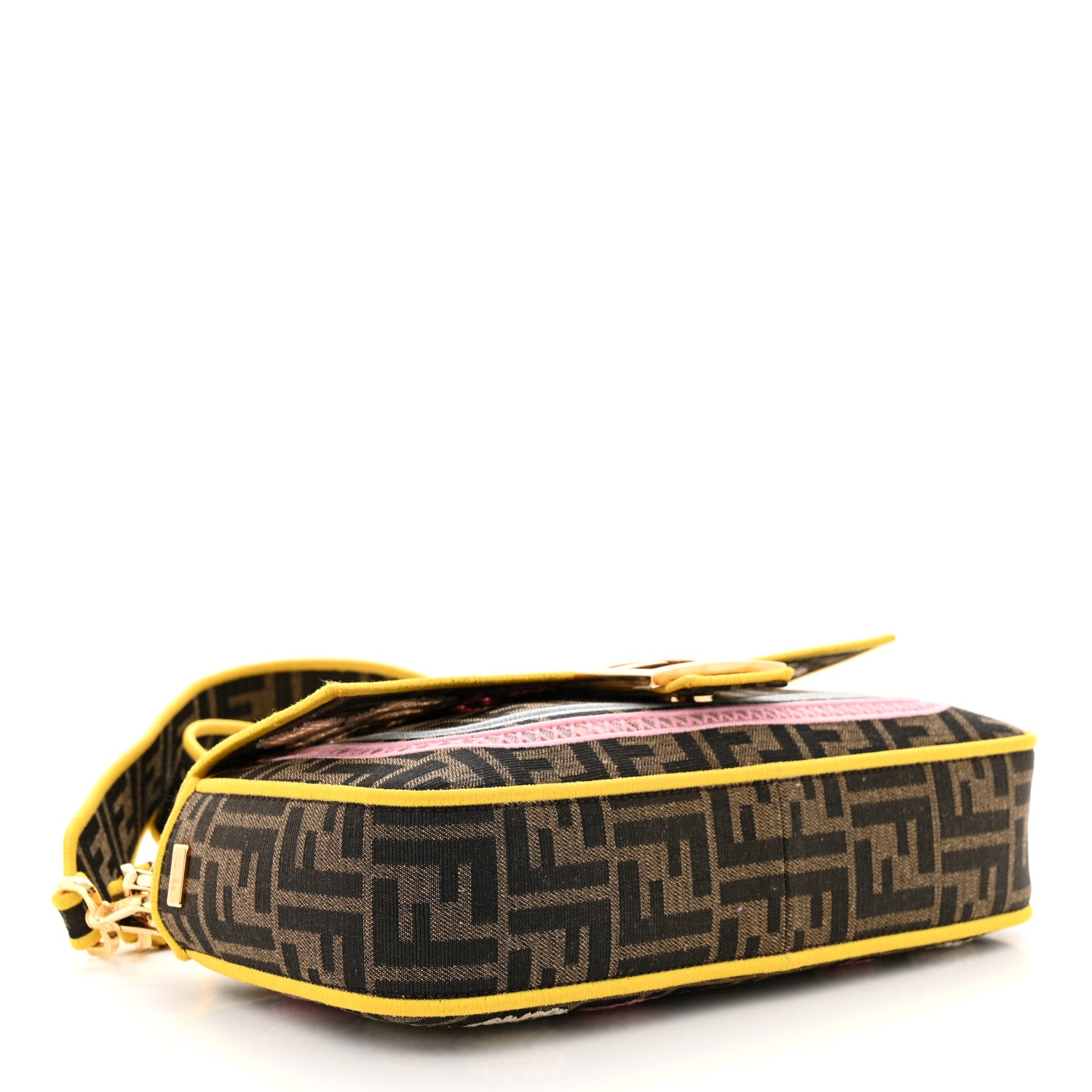 Fendi Fabric Jacquard FF Floral Embroidered Baguette Tobacco Moro Multicolor 4 of 9