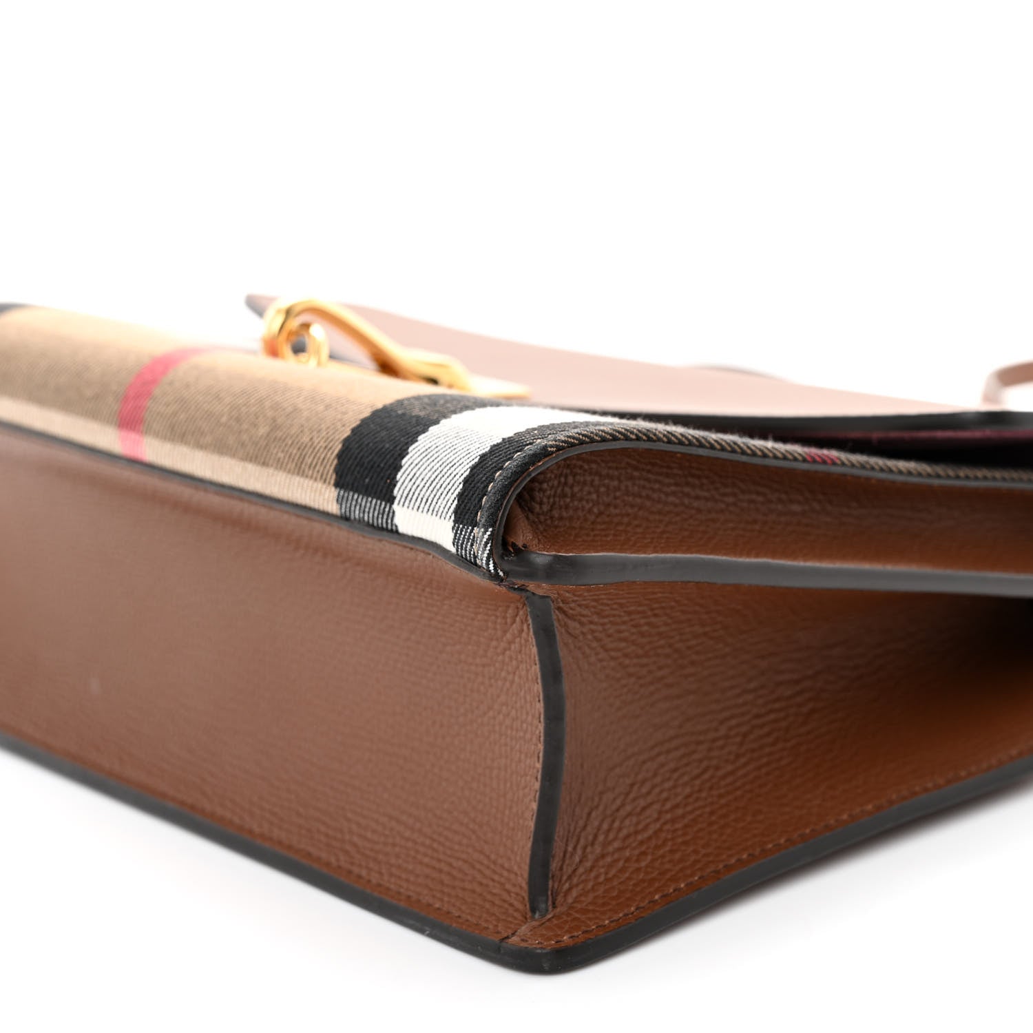 Burberry Derby Calfskin House Check Small Macken Crossbody Bag Tan 9 of 9