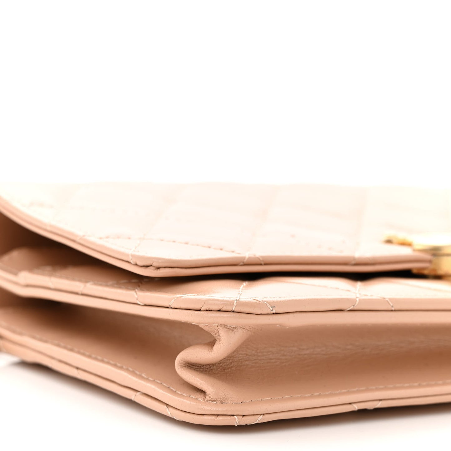 Calfskin Quilted Perfect Fit Wallet On Chain WOC Beige