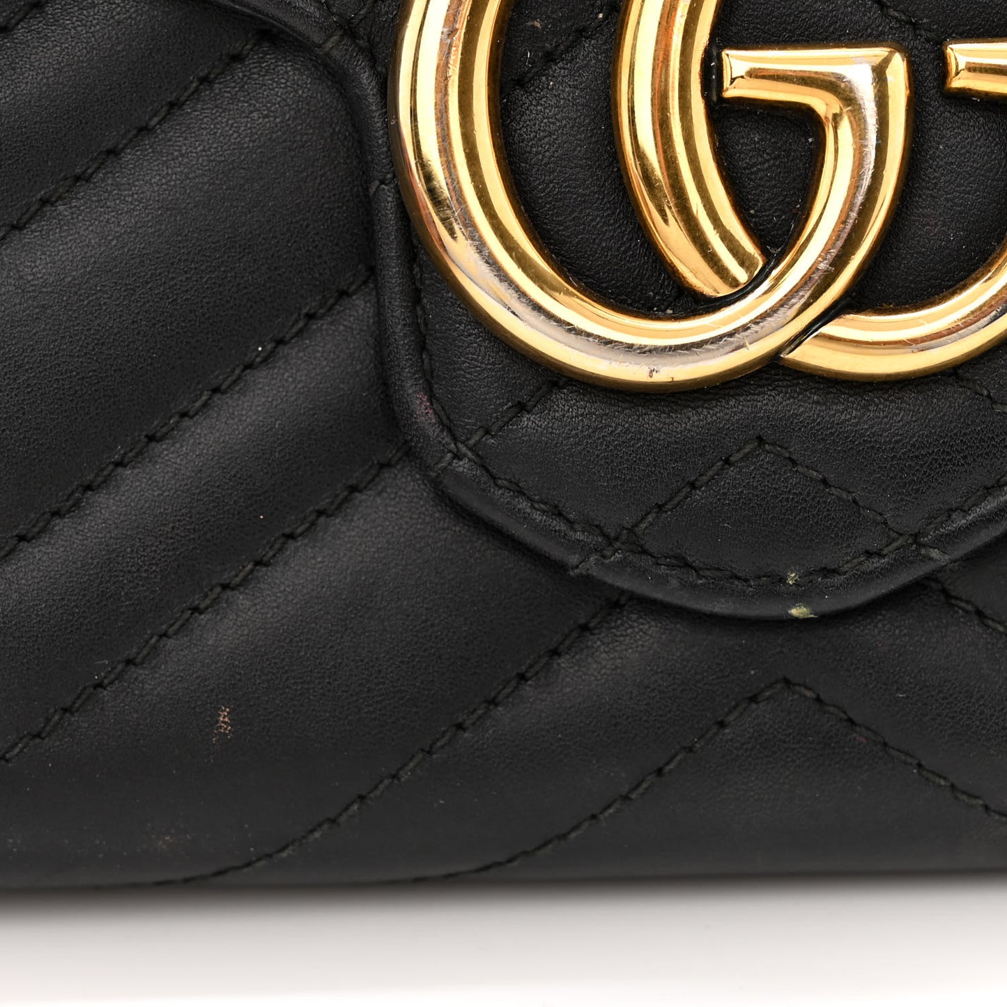 Calfskin Matelasse GG Marmont Chain Wallet Black