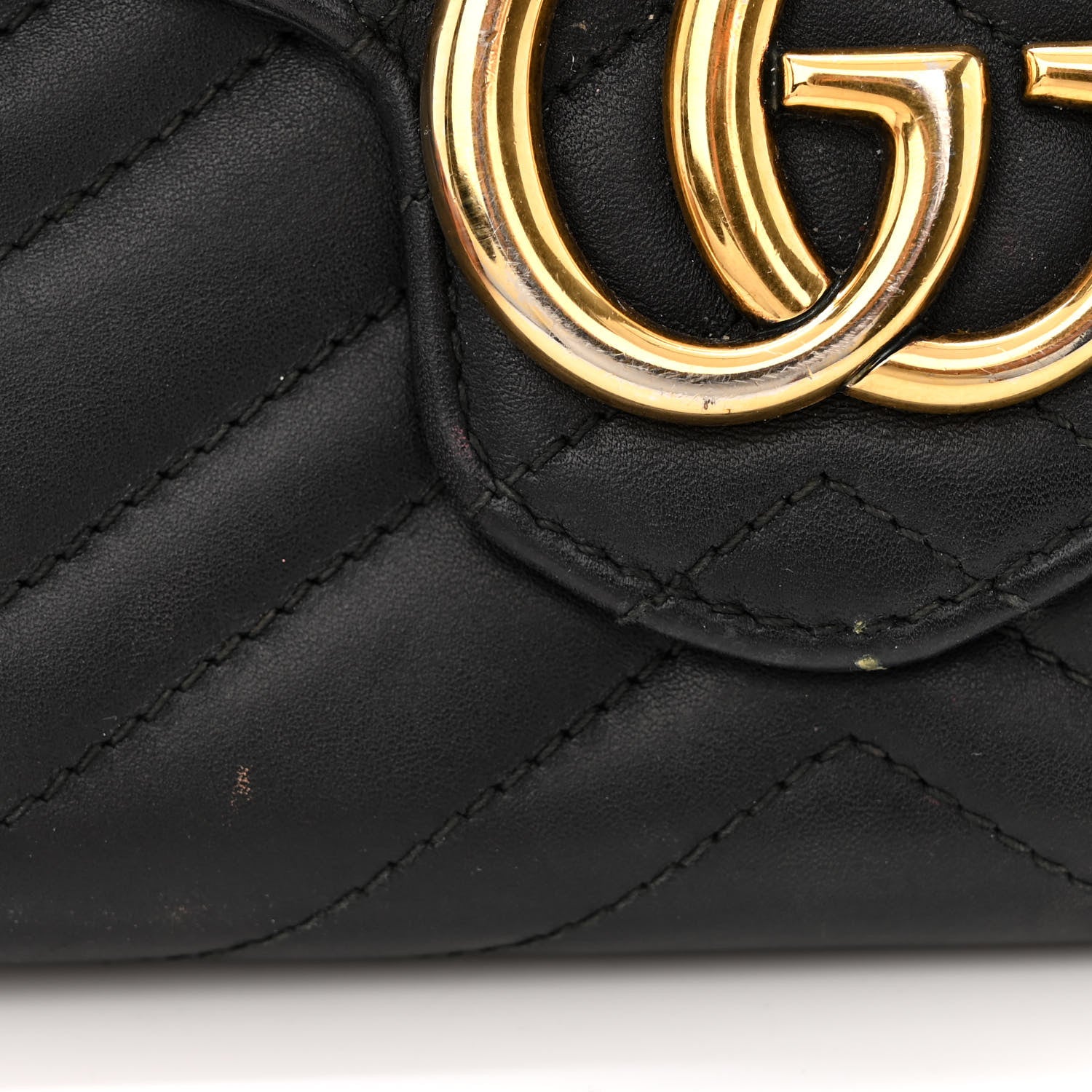 Gucci Calfskin Matelasse GG Marmont Chain Wallet Black 12 of 22