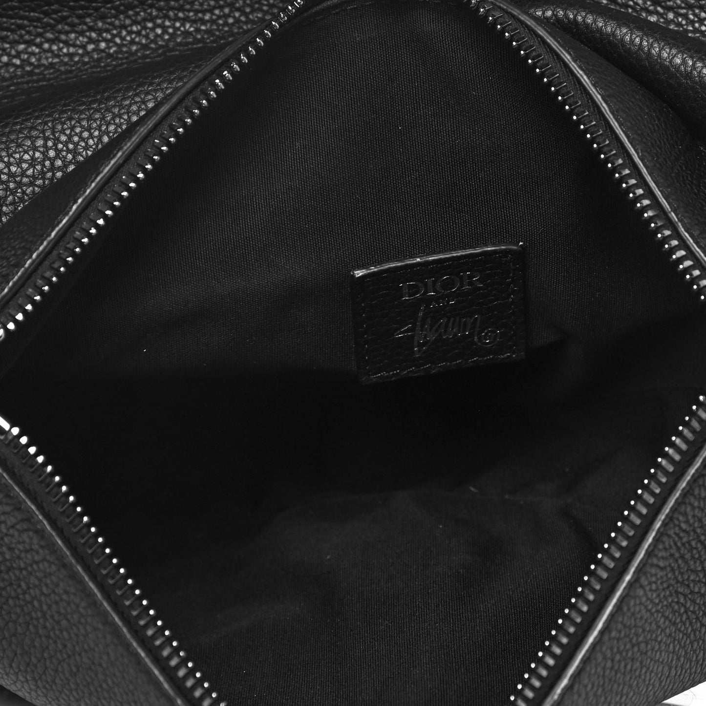 X SHAWN STUSSY Grained Calfskin Saddle Bag Black