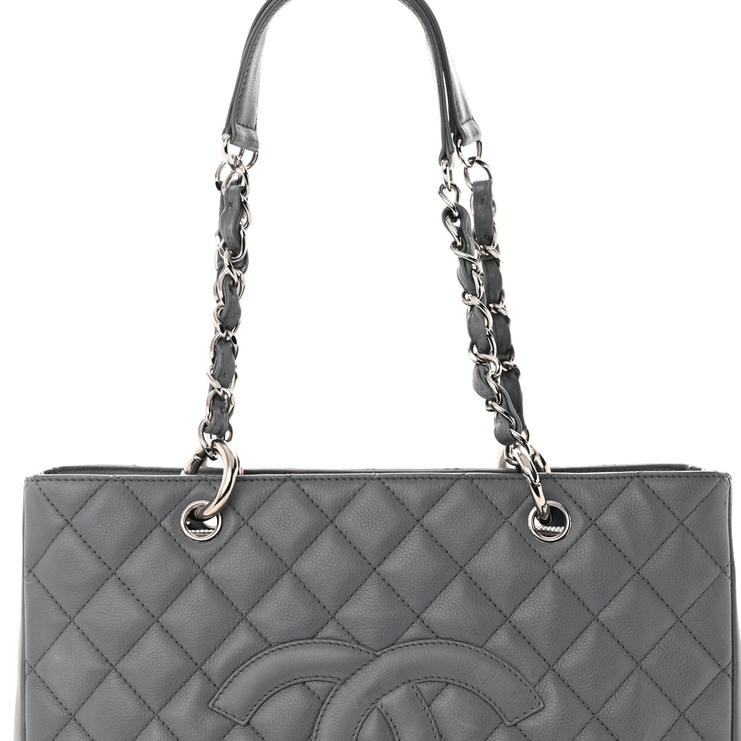 Caviar Quilted Grand Shopping Tote GST Light Grey