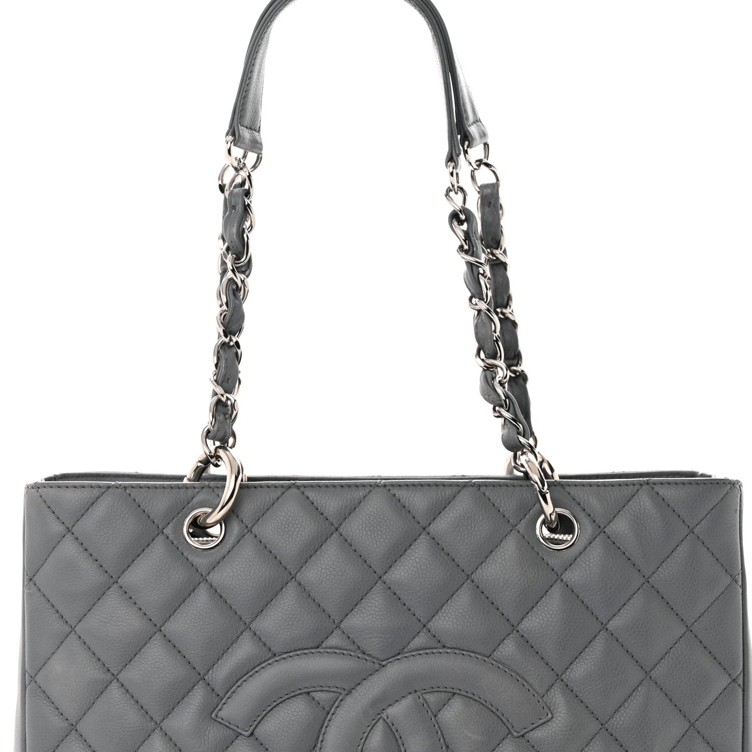 Chanel Caviar Quilted Grand Shopping Tote GST Light Grey 5 of 12