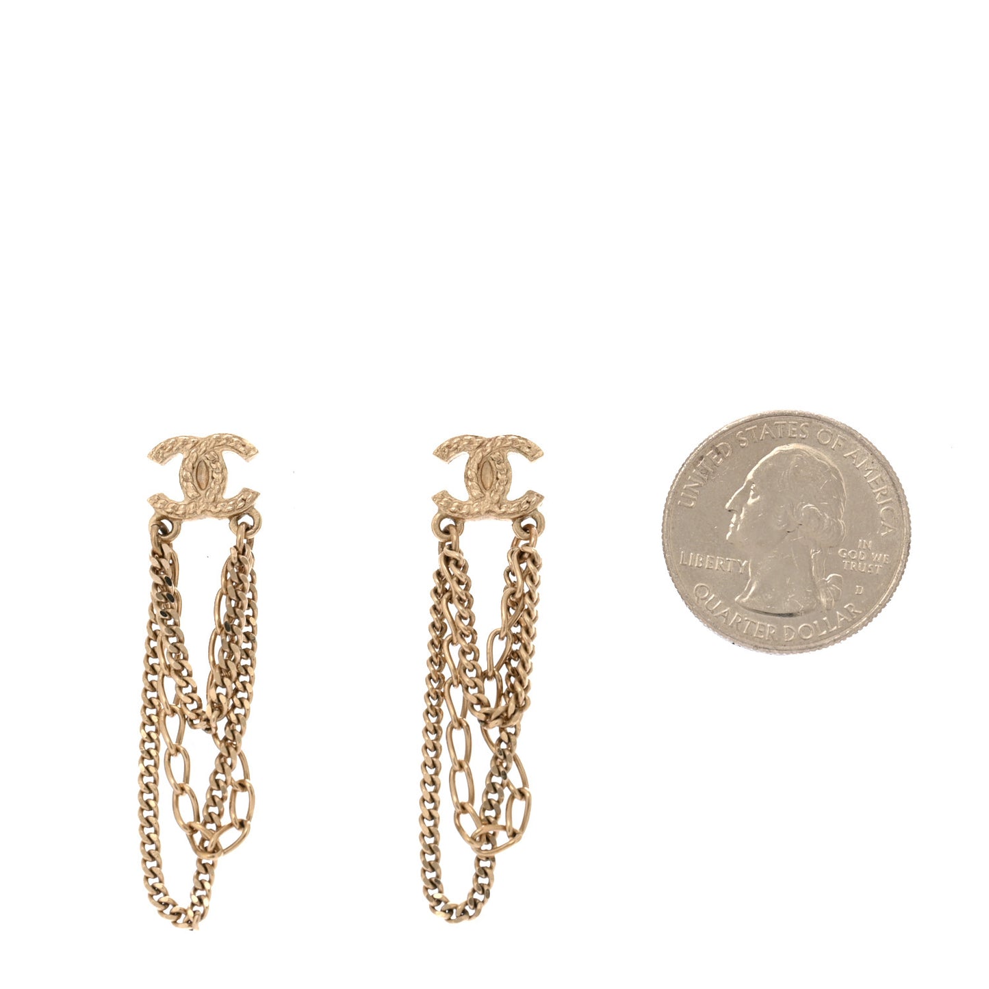 Metal CC Chain Drop Earrings Gold