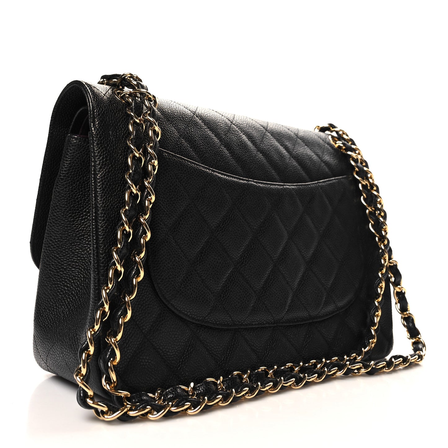 Caviar Quilted Jumbo Double Flap Black