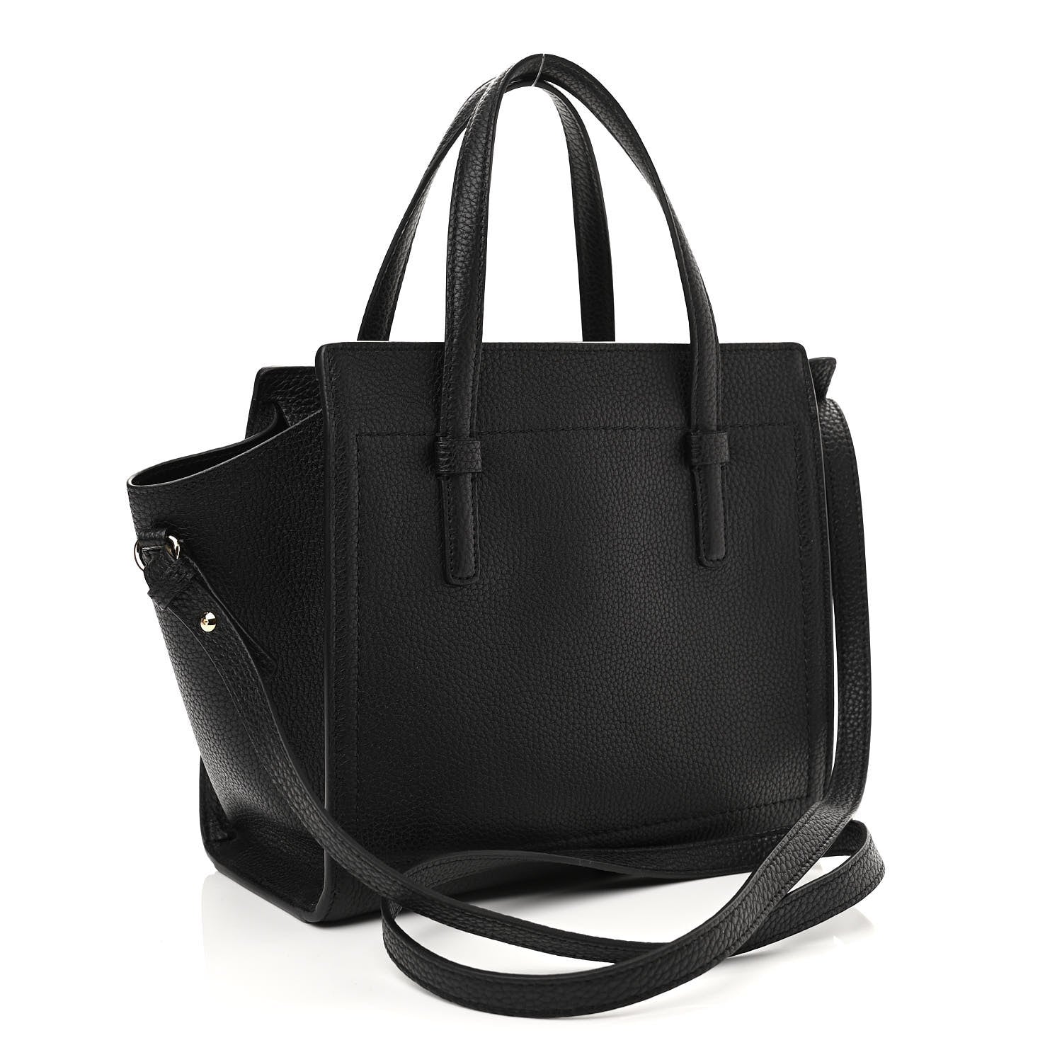 Salvatore Ferragamo Hammered Calfskin Double Handle Small Amy Tote Black 3 of 11