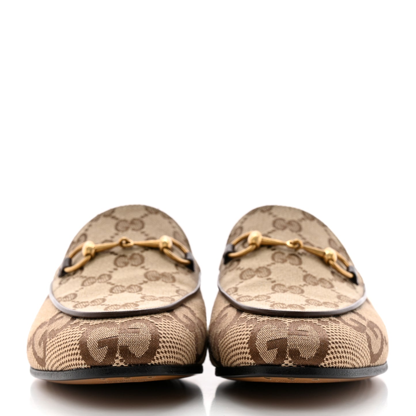 Monogram Jumbo GG Malaga Kid Horsebit Womens Jordaan Loafers 38 Camel Ebony New Acero Beige