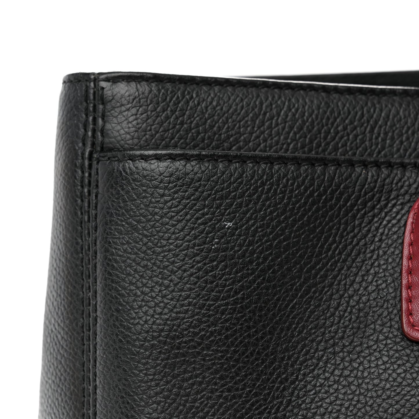 Calfskin Cerf Executive Shopper Tote Burgundy Black