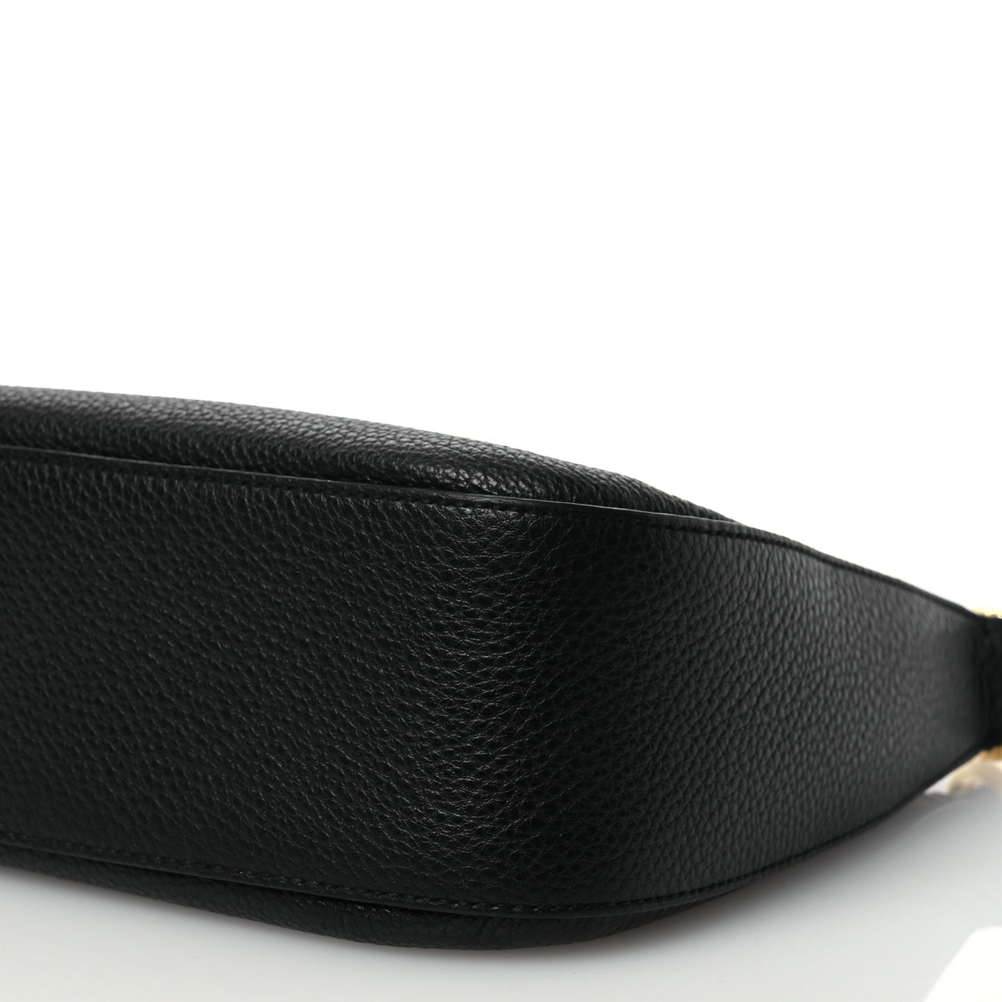 Vitello Daino Soft Zippered Hobo Shoulder Bag Black
