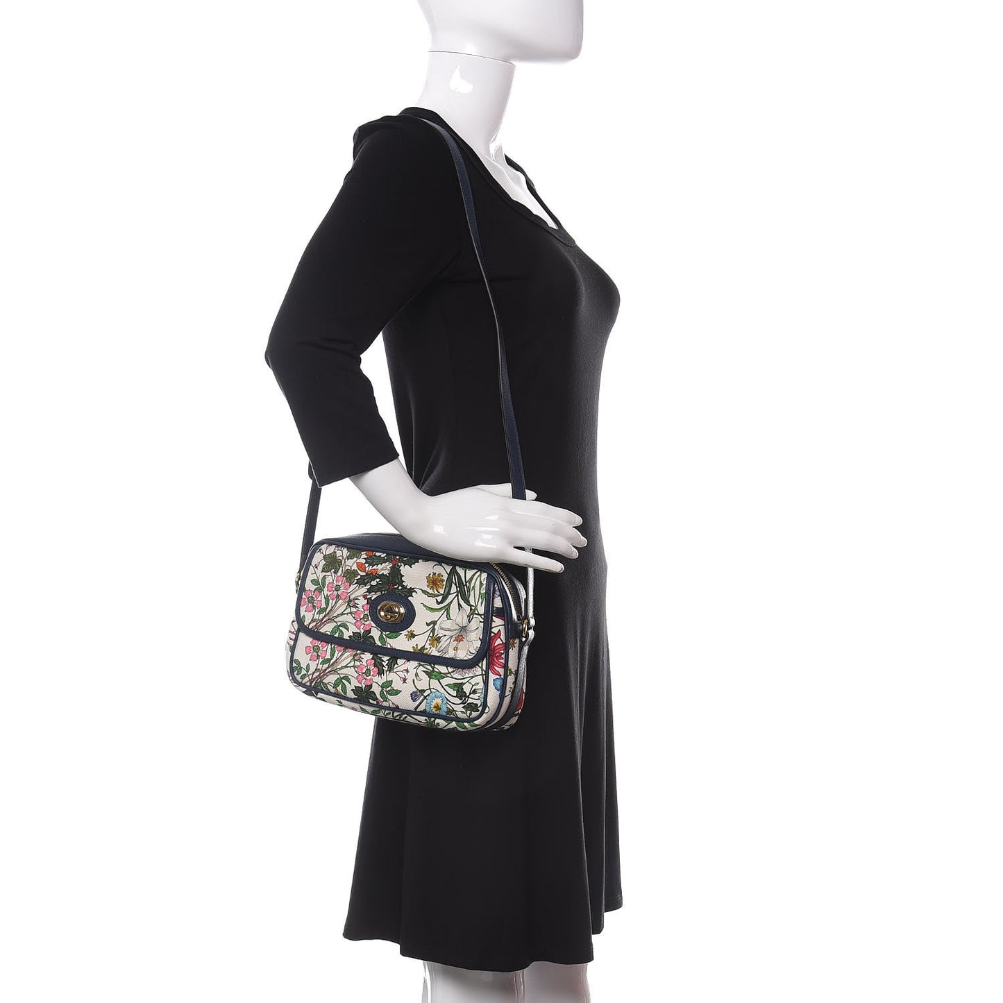 Canvas Flora Floral Shoulder Bag White Blue Agata Mulitcolor