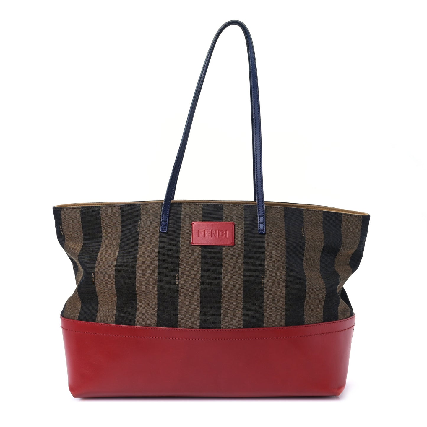 Pequin Cuoio Vegetale Medium Roll Tote Tobacco Rosso Blue