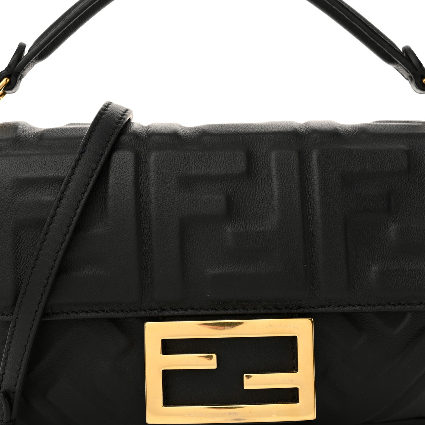 Nappa FF 1974 Embossed Mini Baguette Black