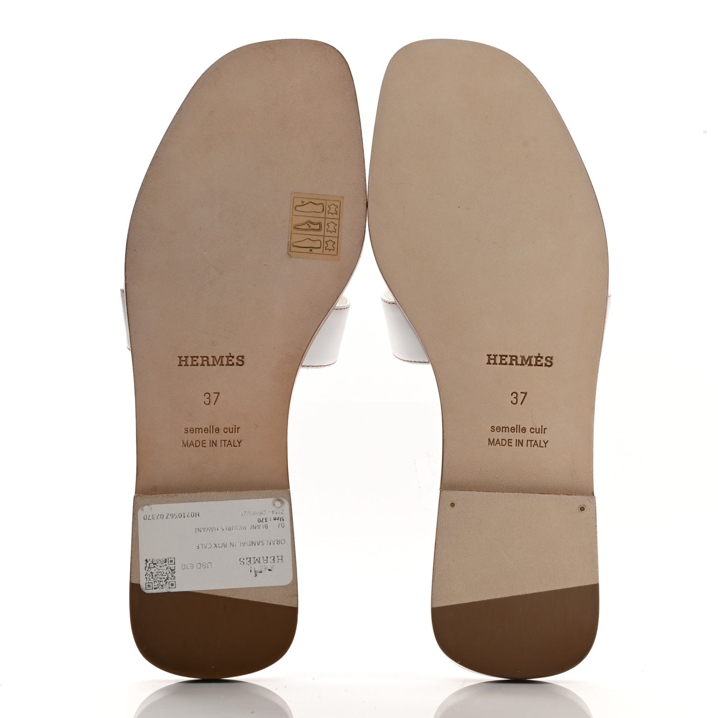 Box Calfskin Oran Sandals 37 White