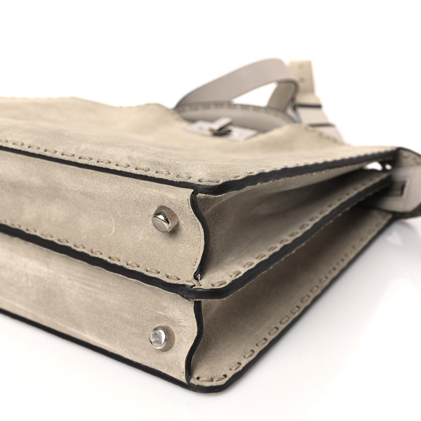 Suede Medium Peekaboo I See U Satchel Dove Grey