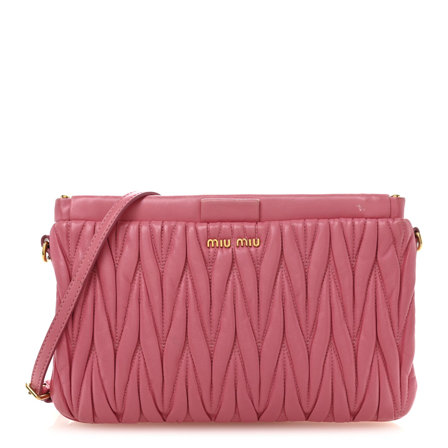 Miu Miu Nappa Matelasse Crossbody Clutch Pink 1801604 – FASHIONPHILE