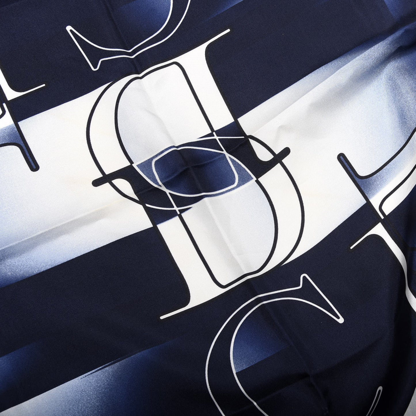 Silk CD Square Scarf Navy White